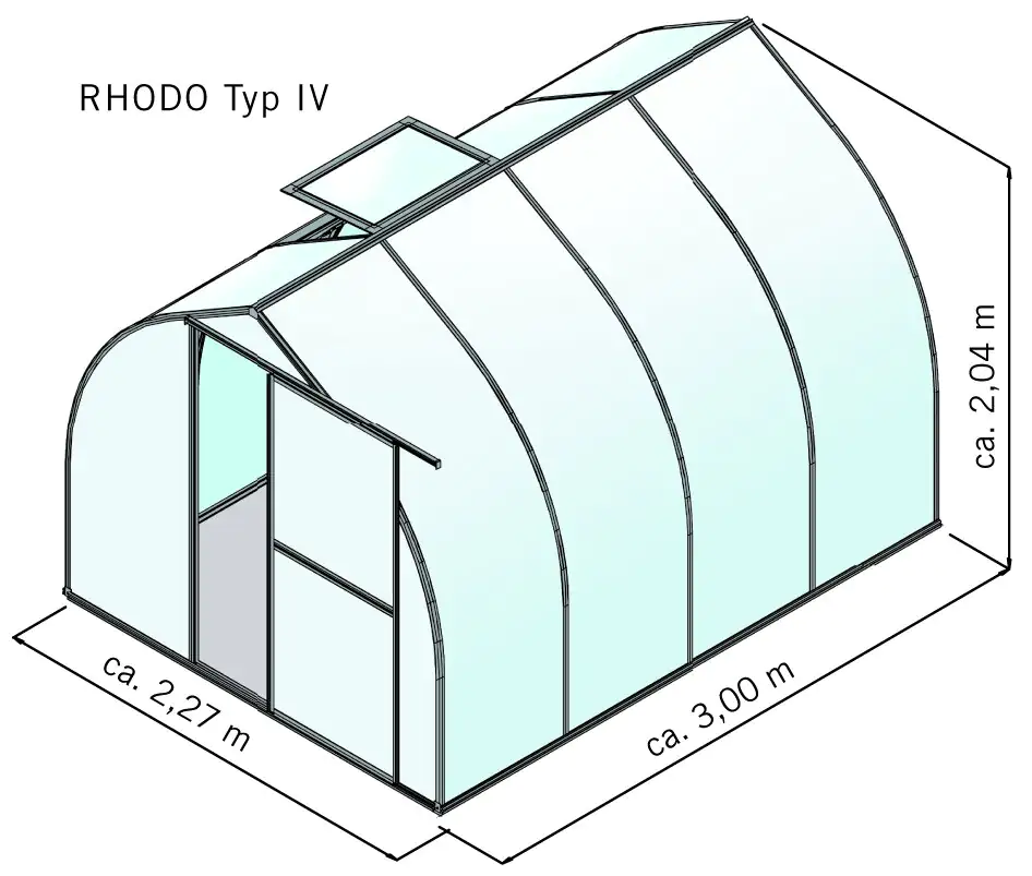 KGT Gewächshaus Rhodo IV 2,27 x 3 m, pressblank