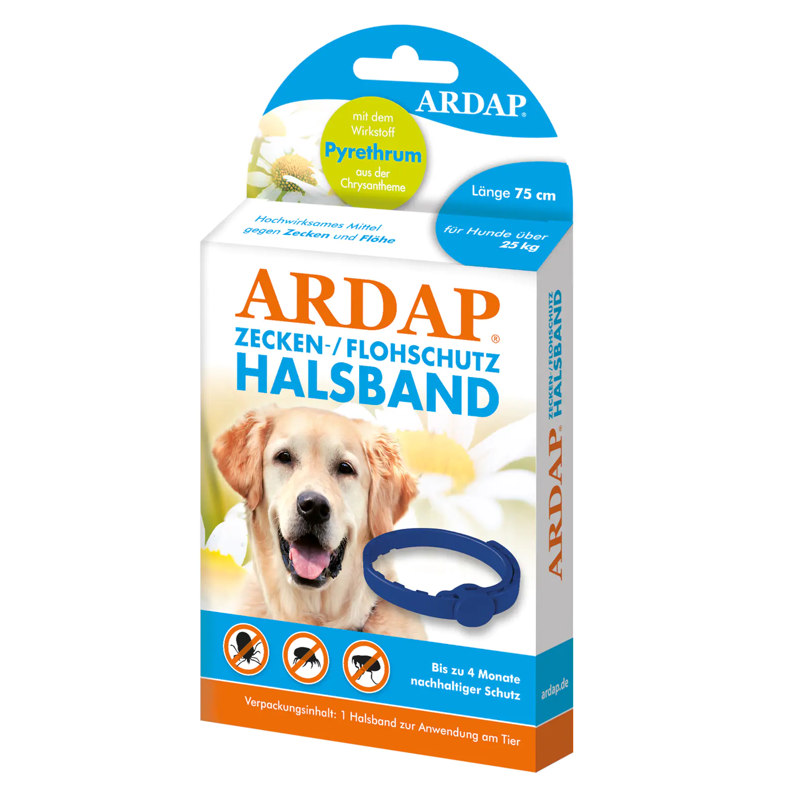 ARDAP Zecken- und Flohhalsband für Hunde über 25 kg 75 cm