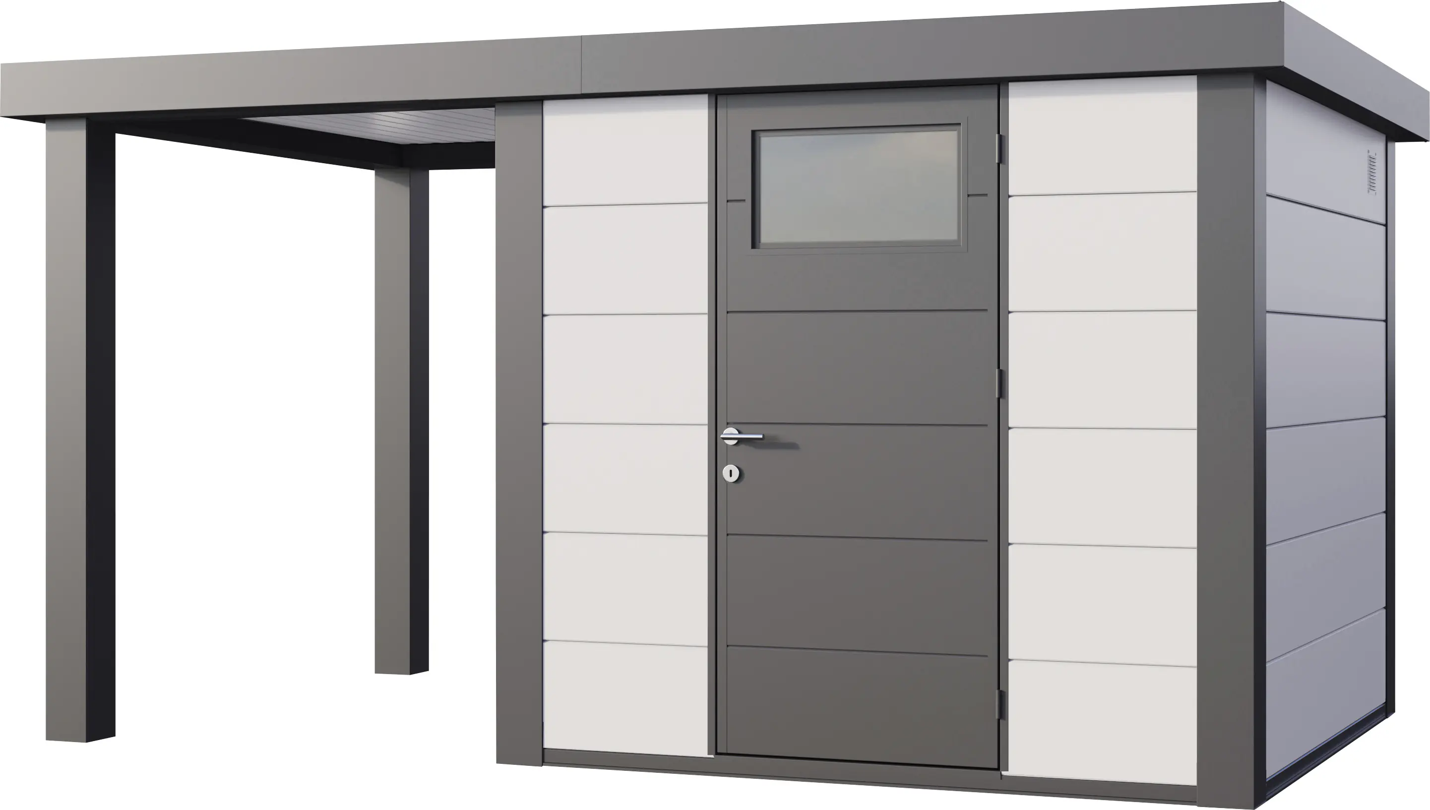 Telluria Gerätehaus Classico Open Lounge S 2424 links weiß 406 x 238 cm