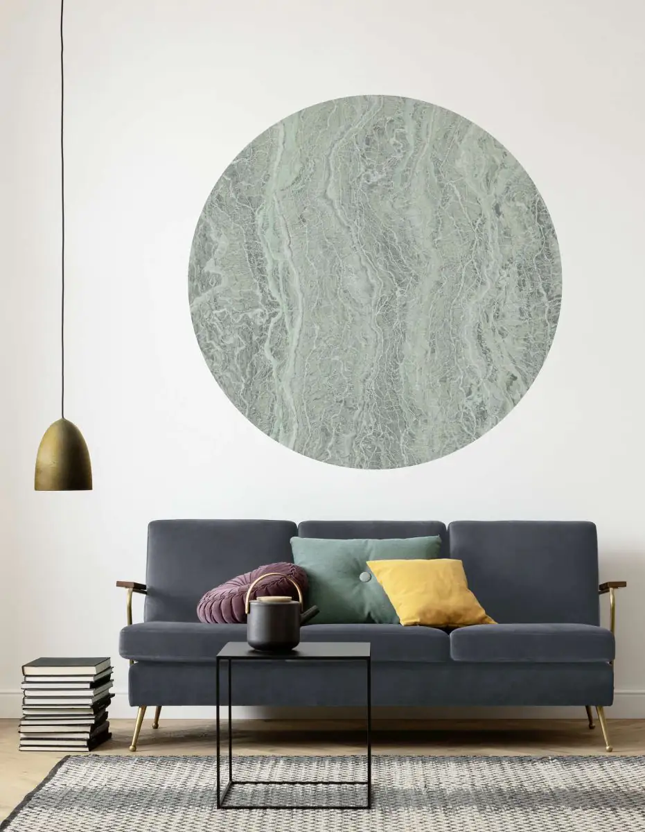 Komar Vlies Fototapete Dot Green Marble Ø 125 cm, selbstklebend