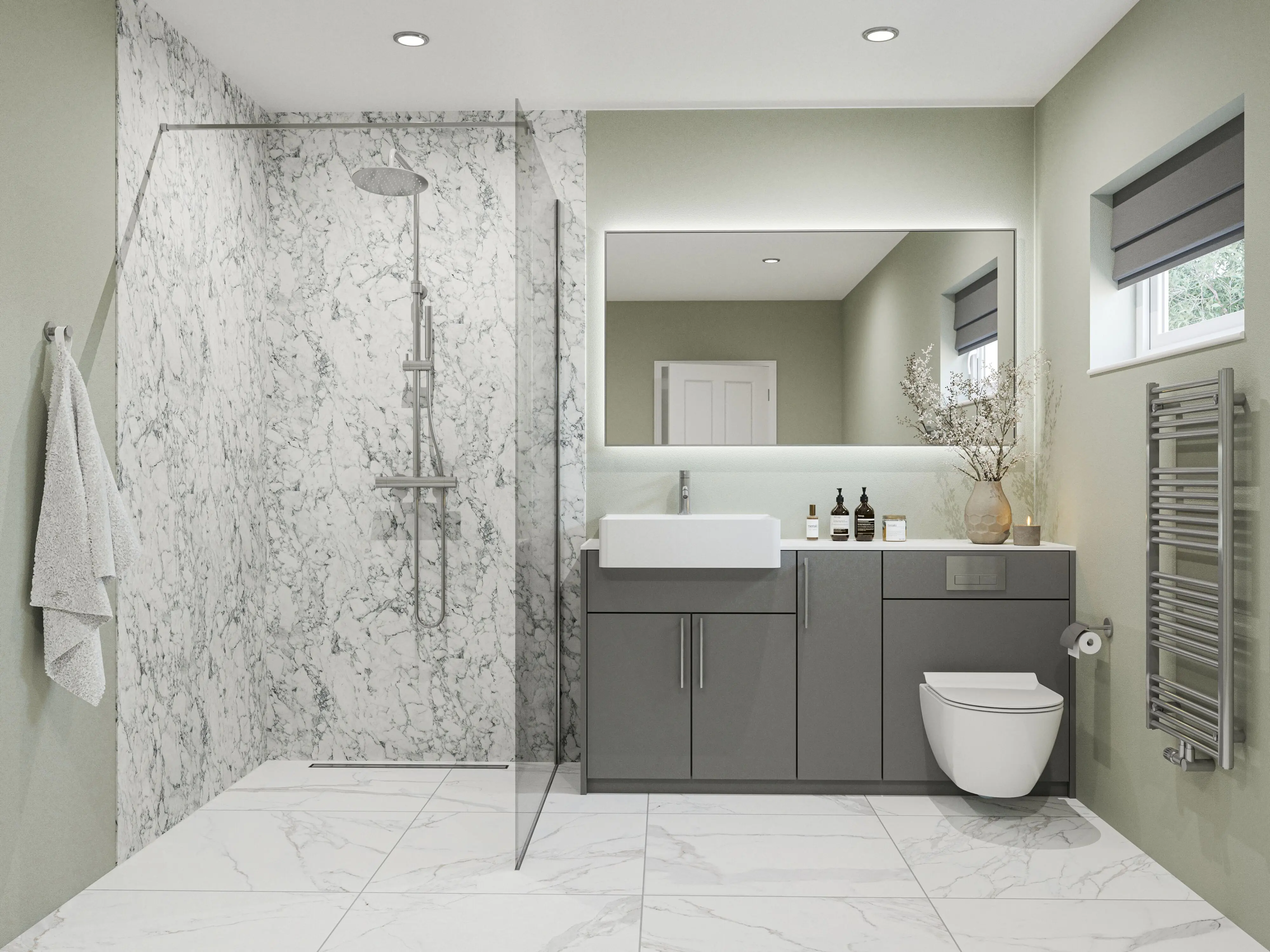 Wetwall Elite Wandpaneel  White Marble 60 x 242 cm mit Nut & Feder
