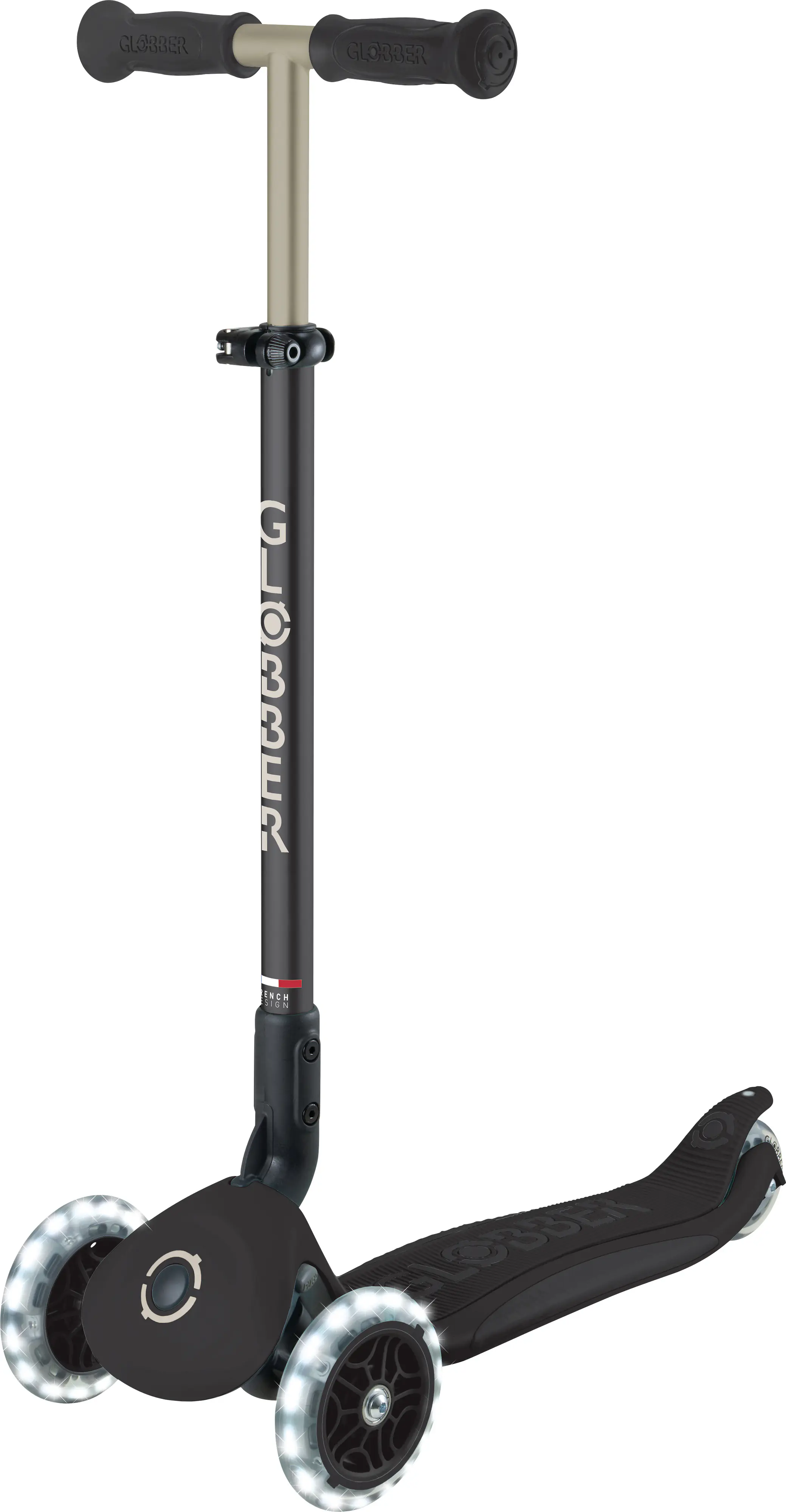 Globber Scooter 3in1 Junior Go-Up Deluxe Lights schwarz mit Leuchtrollen