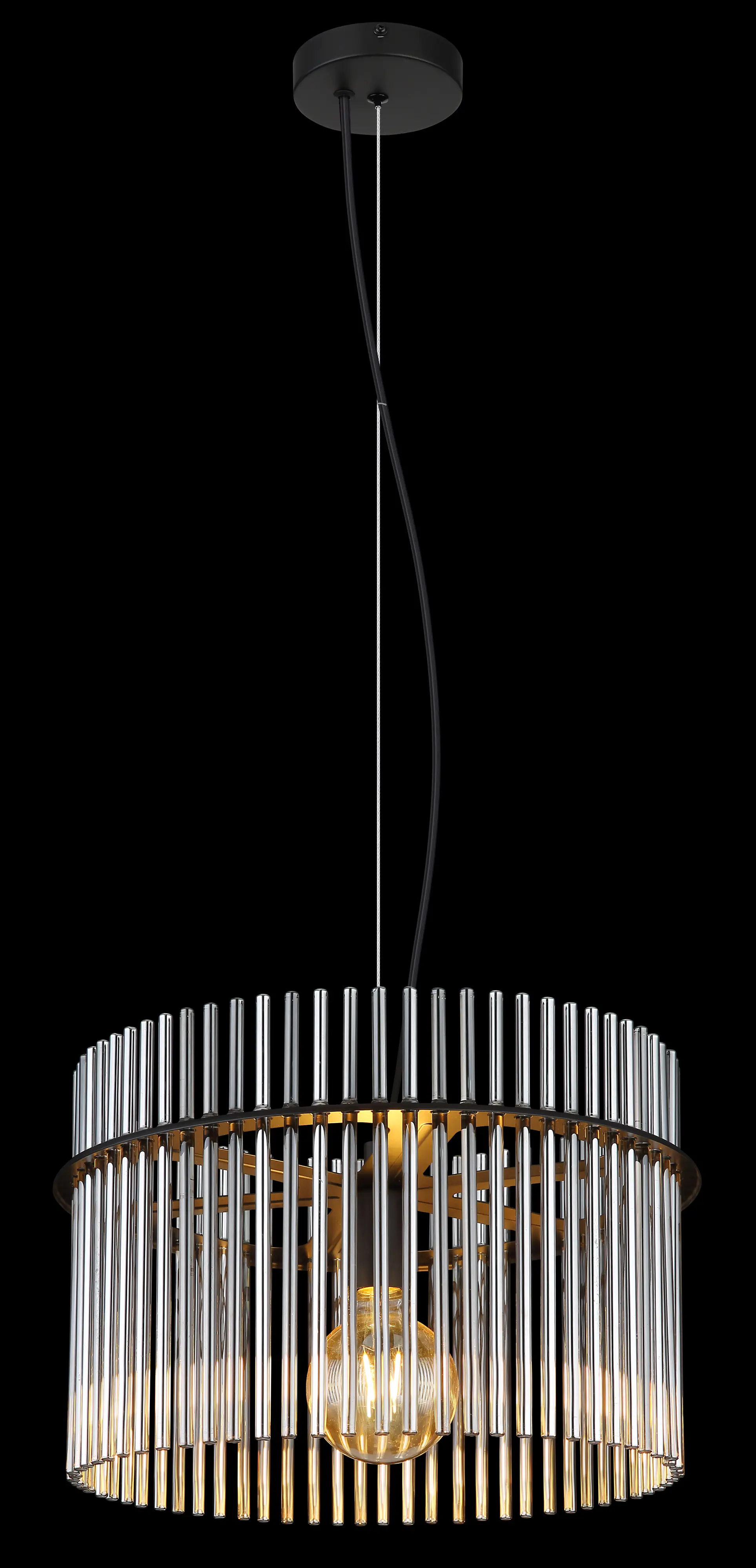 Globo Hängeleuchte Gorley schwarz chrom 40 x 150 cm E27
