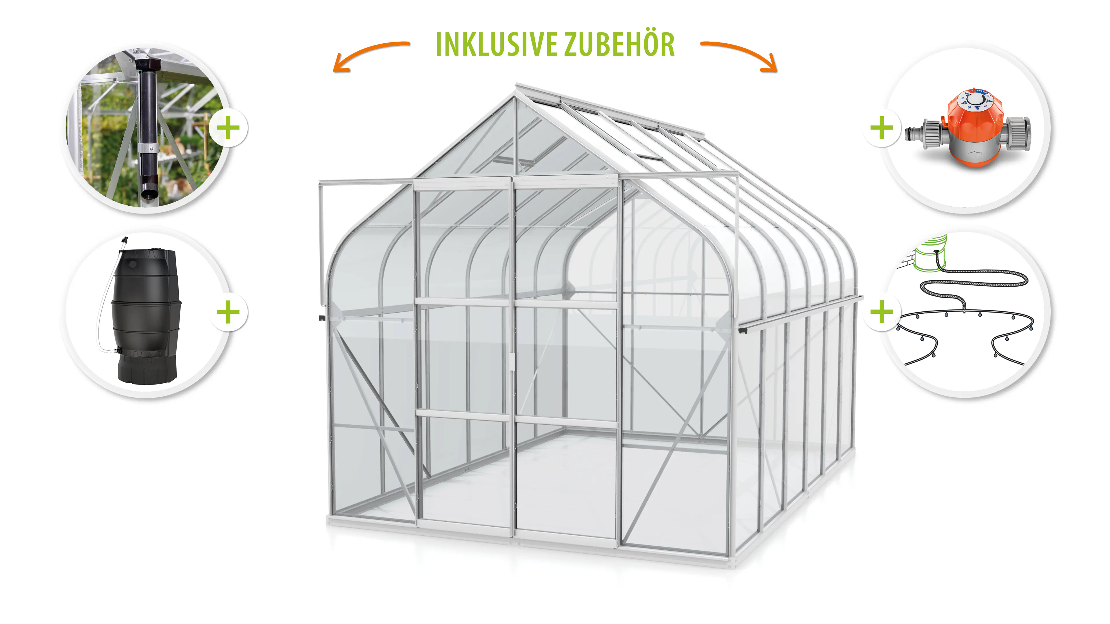 Vitavia Gewächshaus-Set Dione 9900 ESG 3 mm alu 254 x 379 cm 
