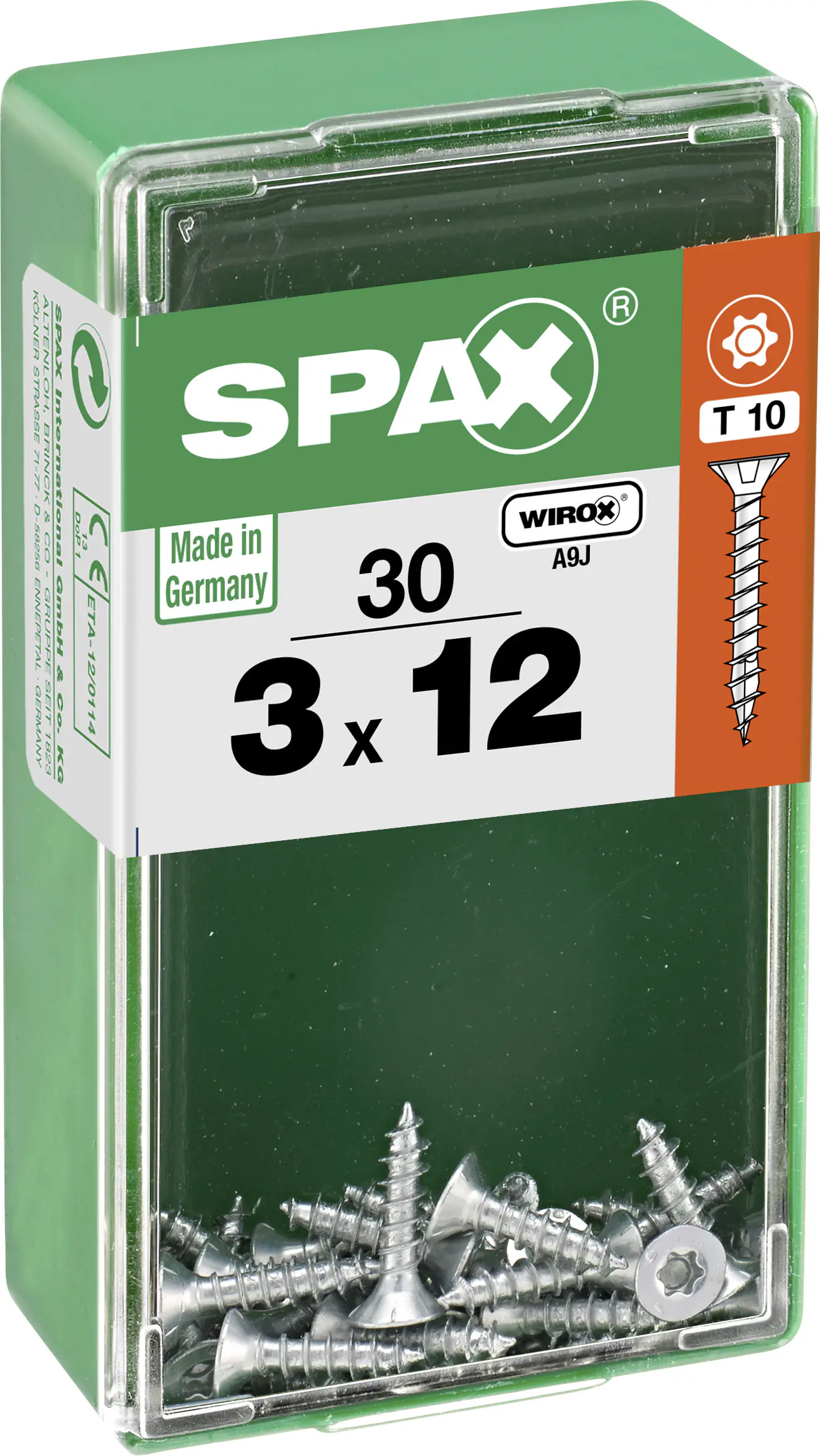 Spax Universalschrauben 3.0 x 12 mm TX 10 Senkkopf - 30 Stk.