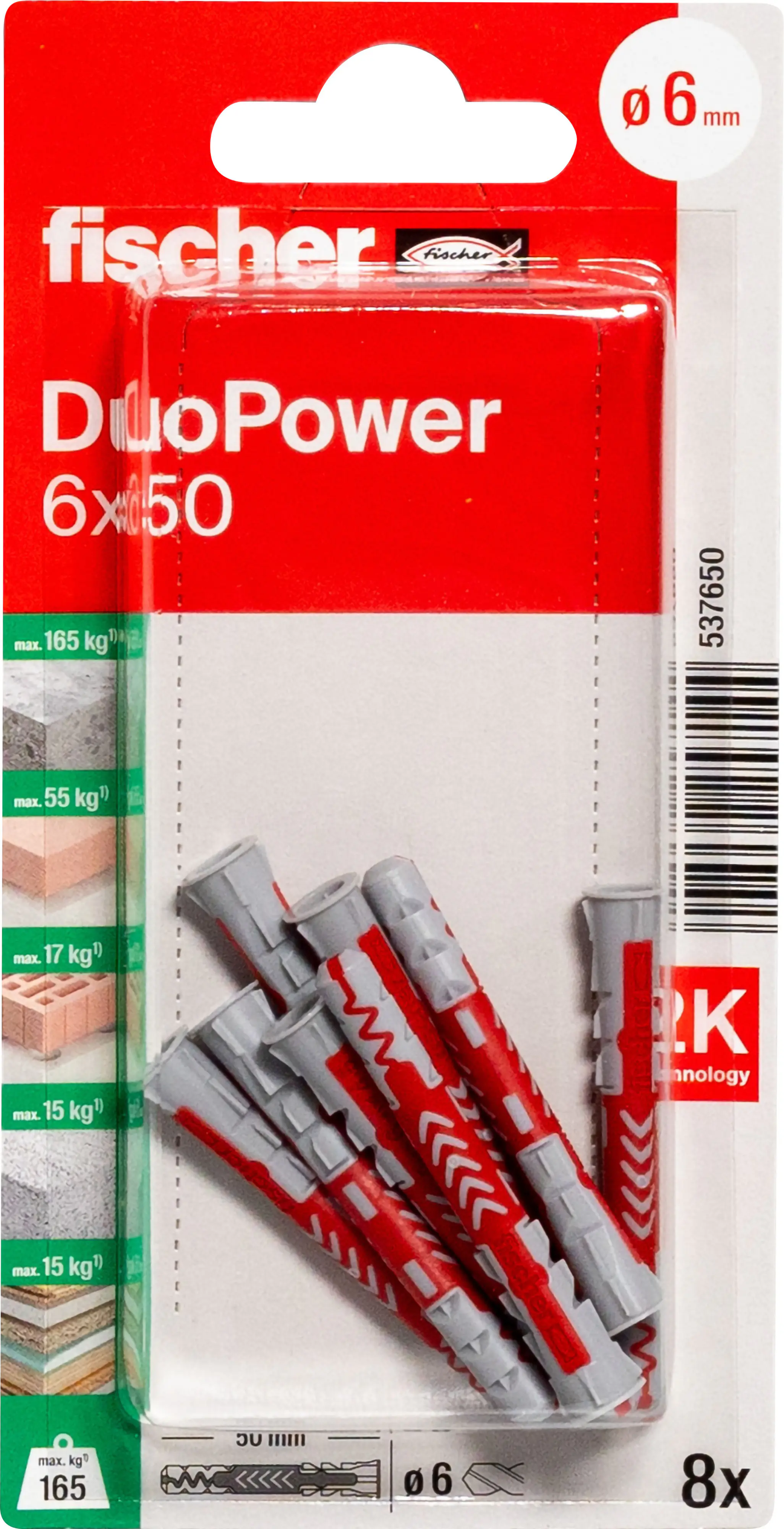 Fischer Dübel DuoPower 6 x 50 mm - 8 Stück