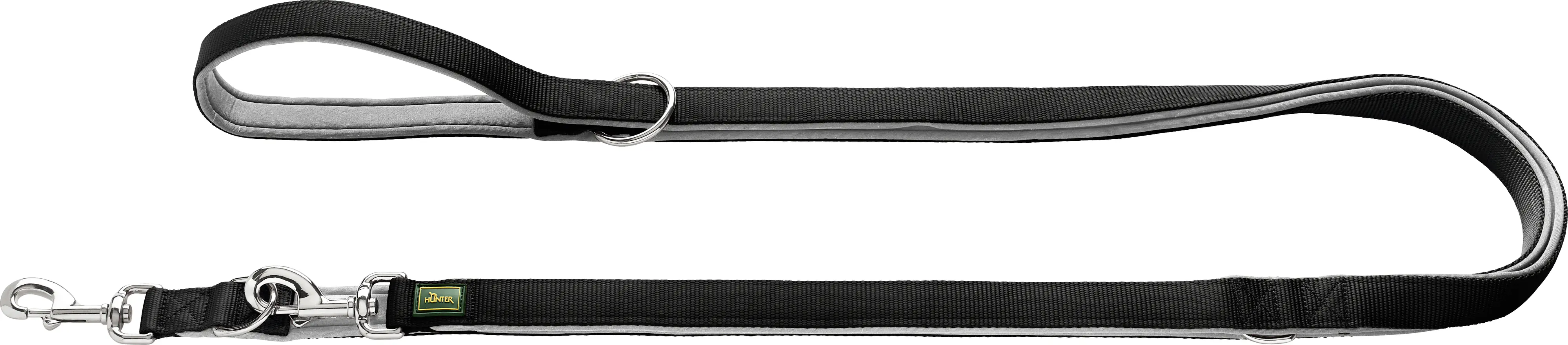 Hunter Hundeleine Führleine verstellbar Neopren 3 m x 2 cm schwarz/grau