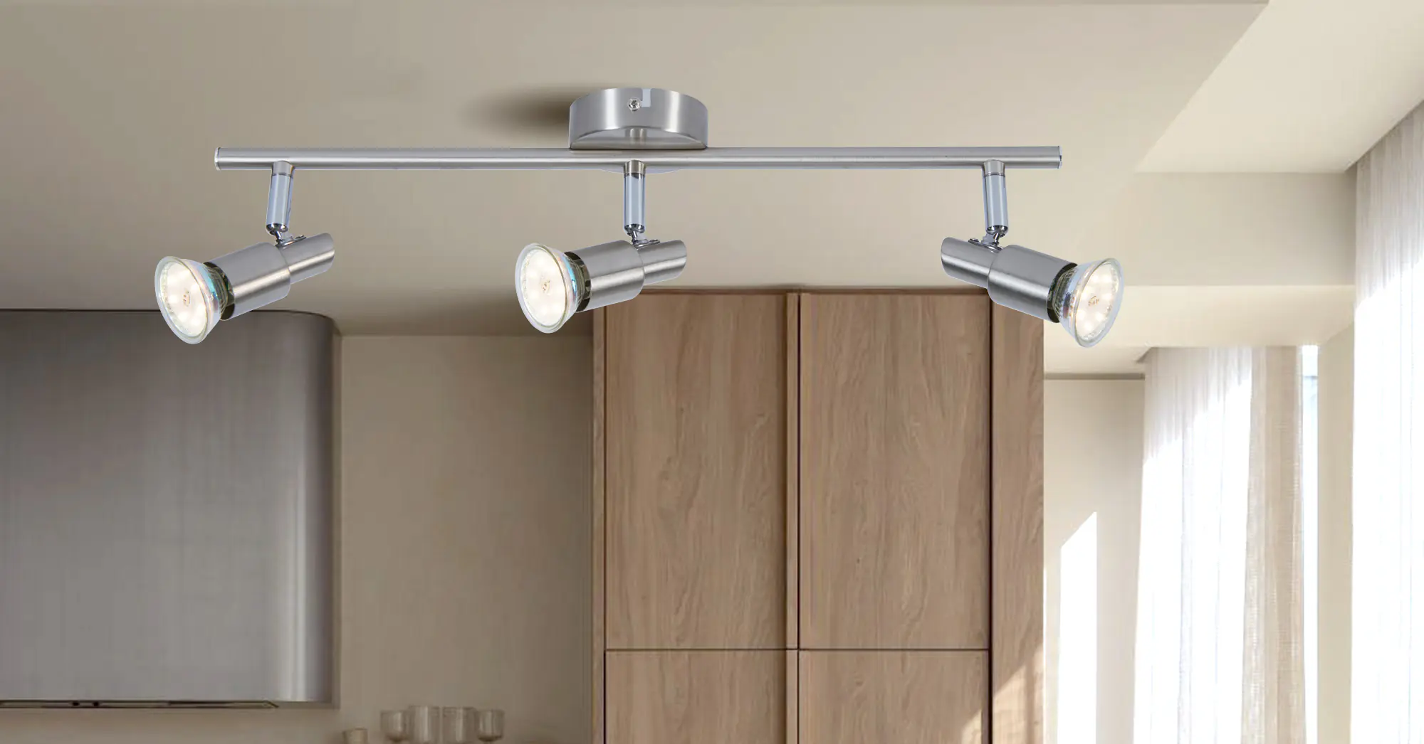 LED-Lampe 3er Spot Lina nickel-chrom 47 x 12 cm warmweiß
