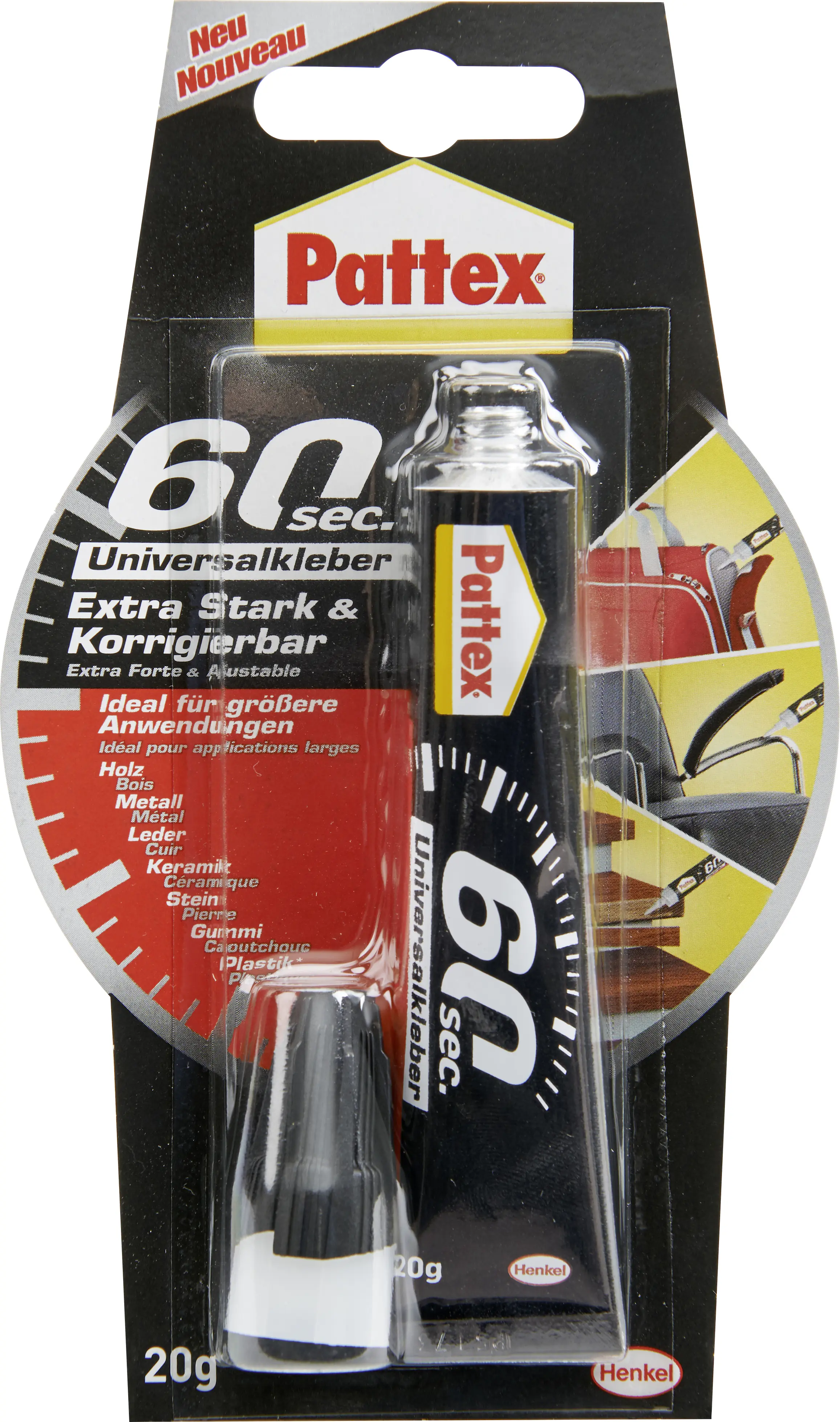 Pattex 60sec. Universalkleber 20 g Tube, klar & farblos