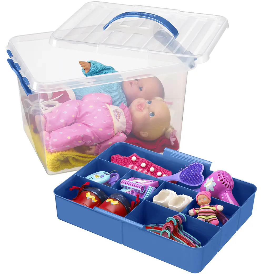 Sunware Aufbewahrungsbox Q-Line mit Einsatz & Deckel 40 x 30 cm 15 L transparent