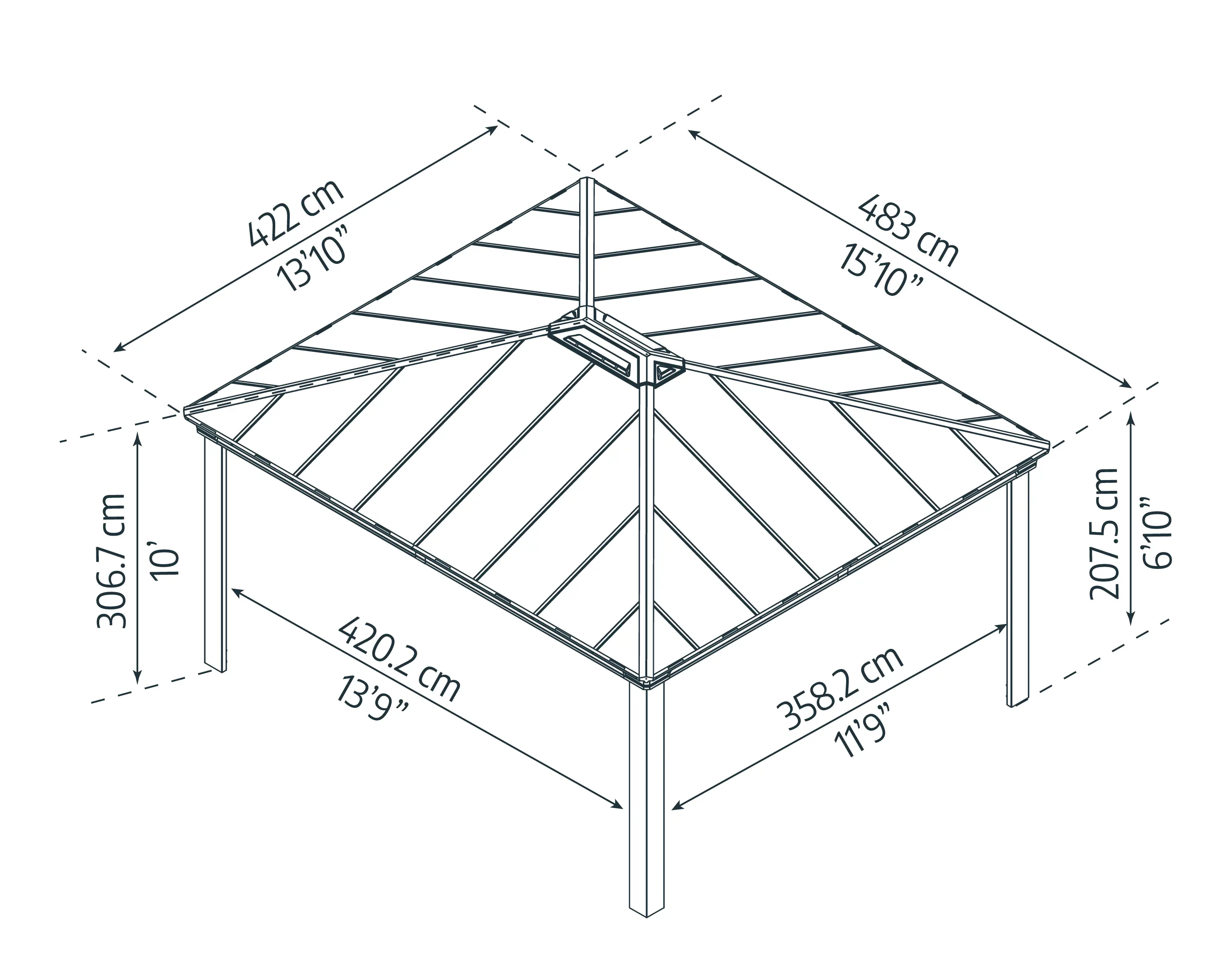Canopia Carport Colorado Grau Alu 426 x 487 cm