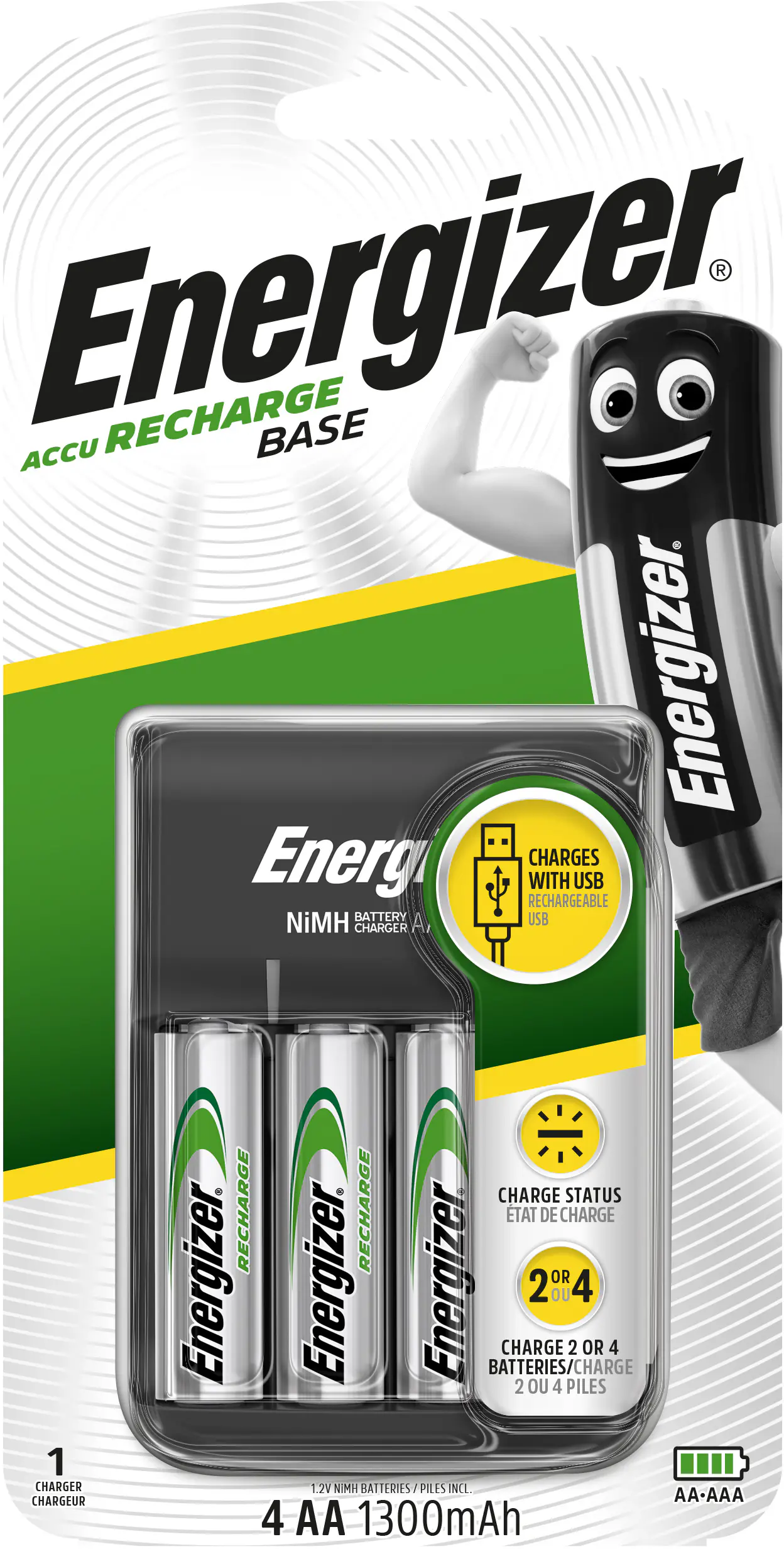 Energizer Ladegerät Base Charger CHVC4E/CHVC4 inkl. 4-AA Mignon