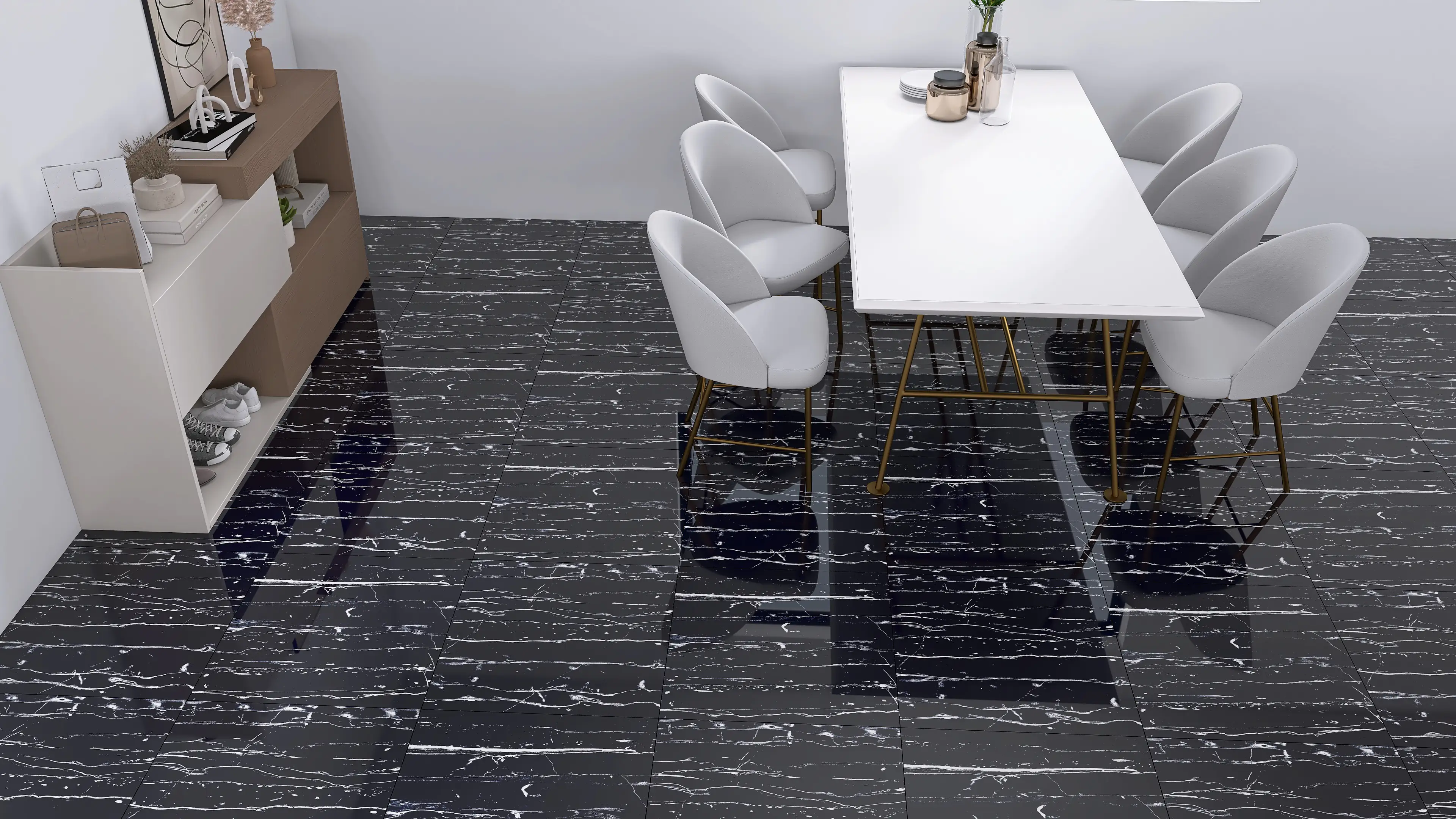 Bodenfliese Feinsteinzeug Prothro Black 60 x 60 cm schwarz