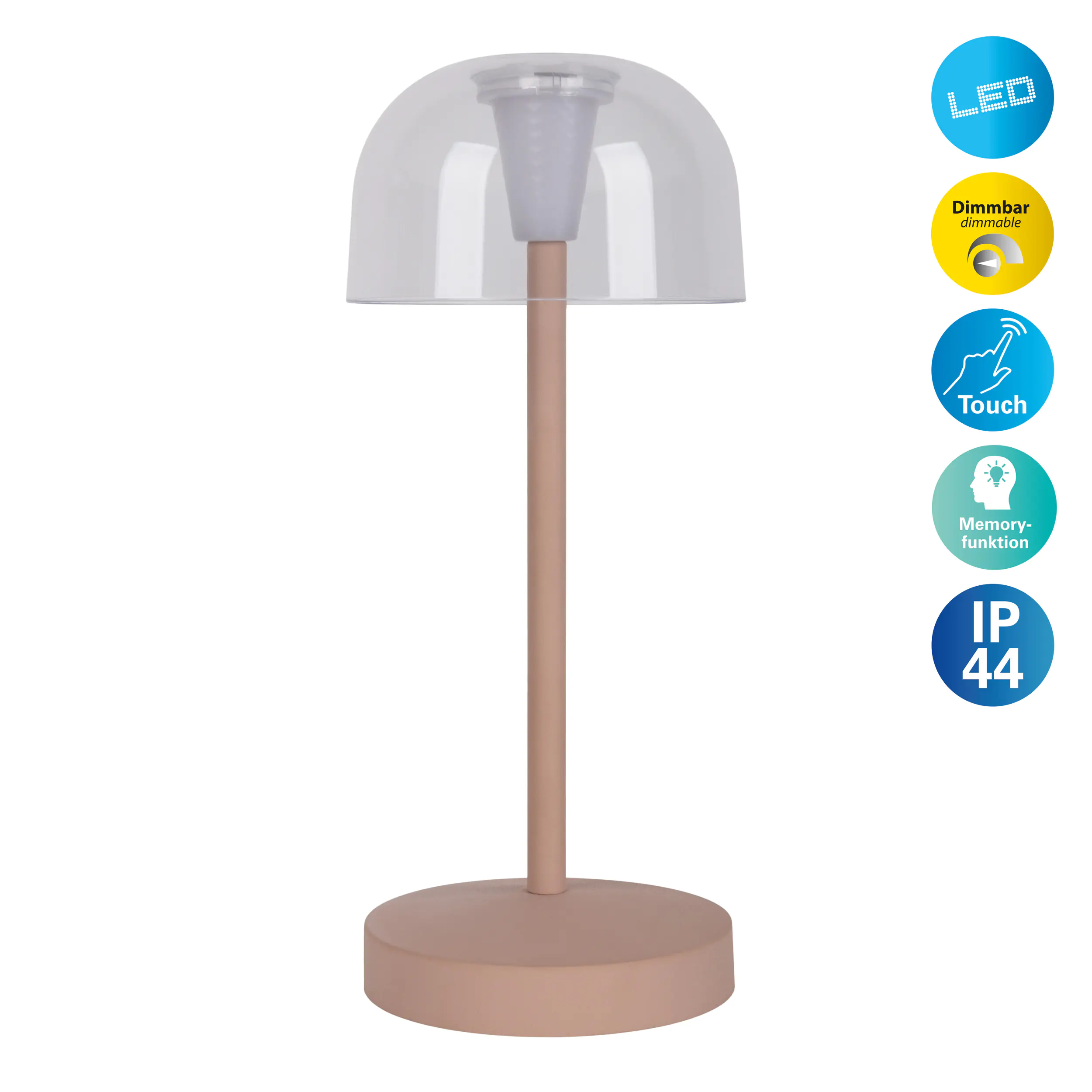 Light & More LED Akku-Tischleuchte Gomba beige dimmbar