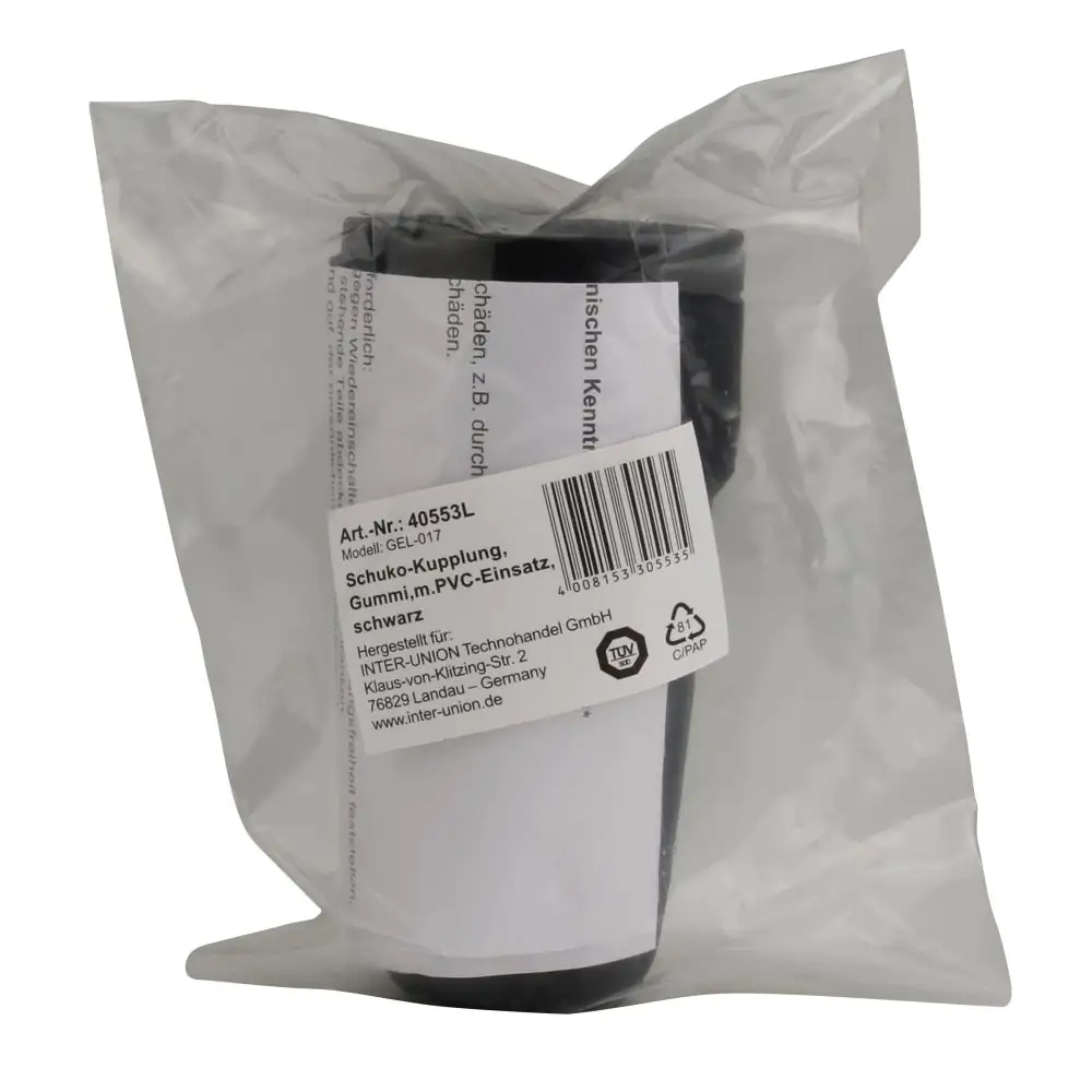 Schutzkontakt-Kupplung Gummi PVC-Ei IP20 schwarz/rot