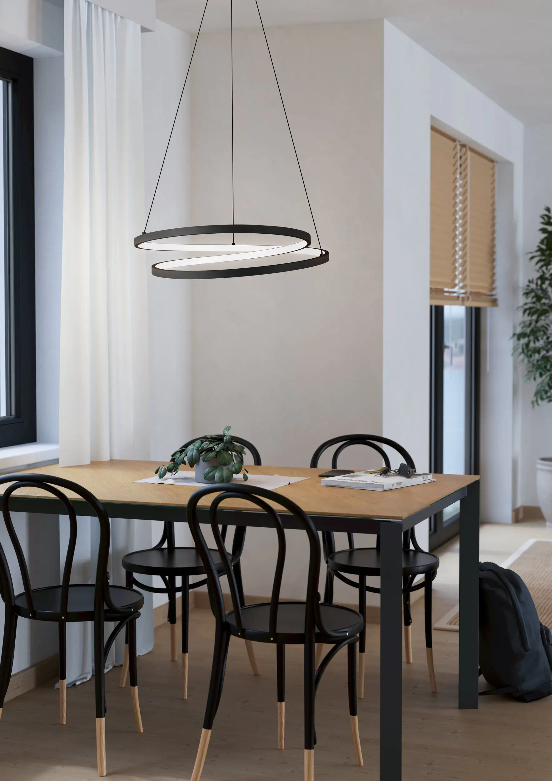 Eglo LED Pendelleuchte Ruotale schwarz weiß 55 x 150 cm 
