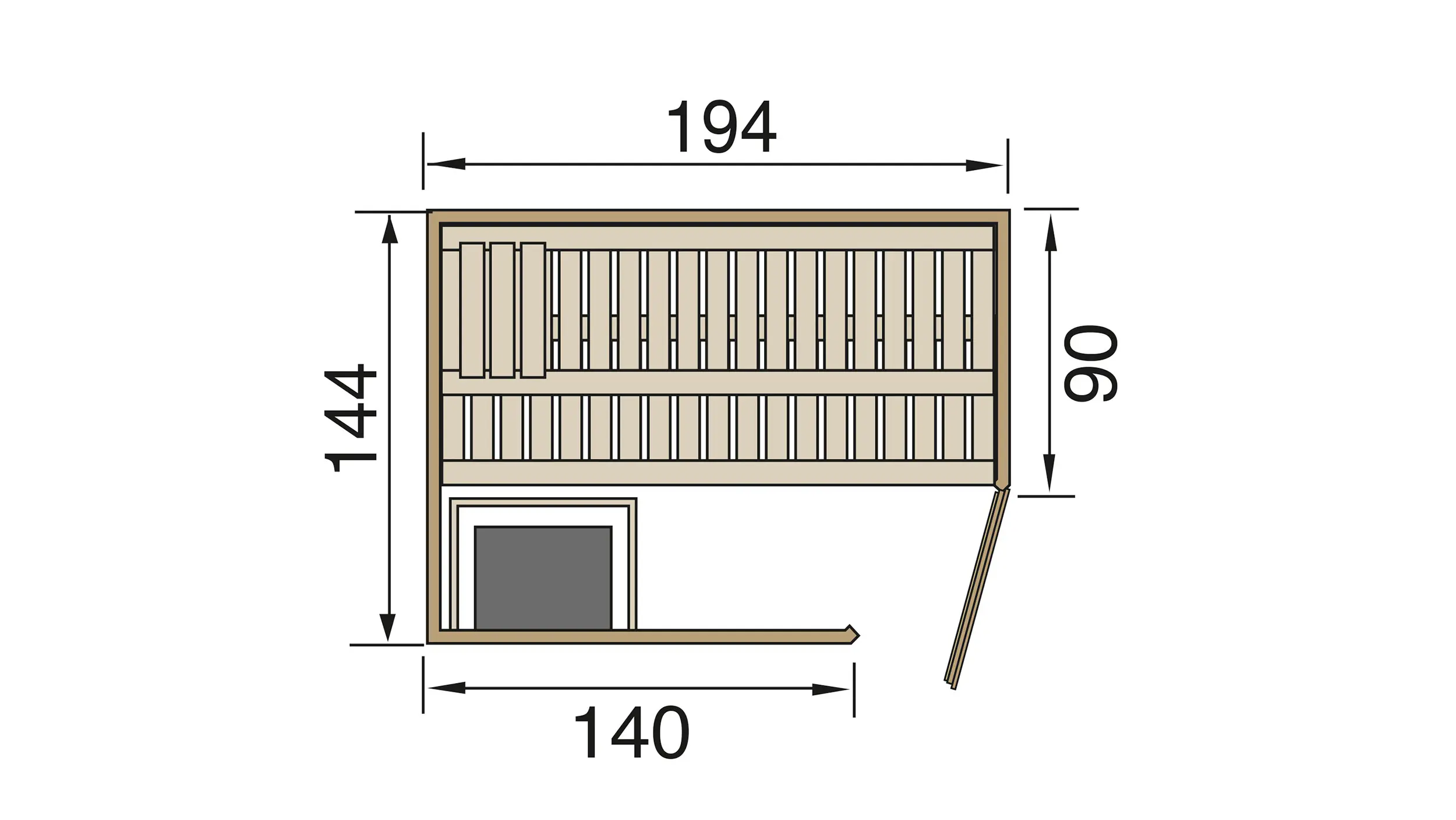 Weka Sauna Varberg 1 mit Glastür 2,73 m² + 7,5 kW Ofen BioS