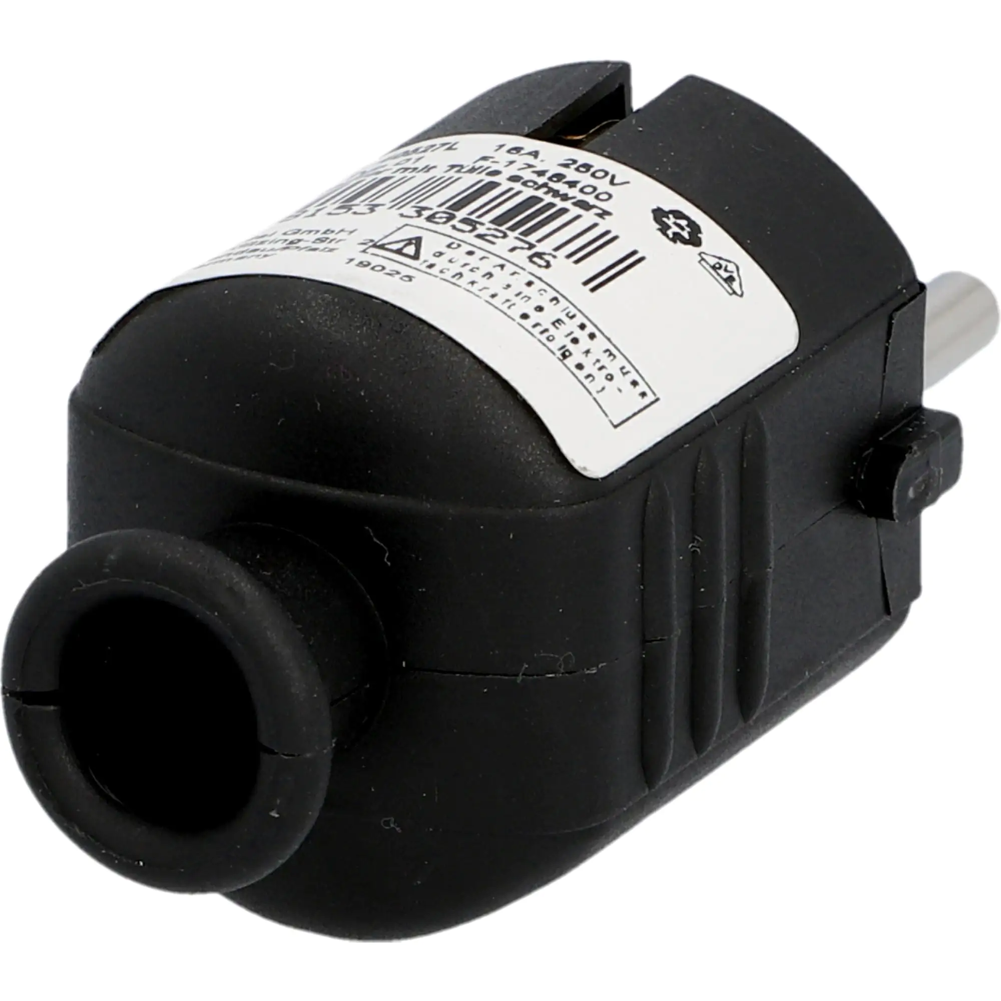 Schutzkontakt-Stecker mit Knickschutz, schwarz