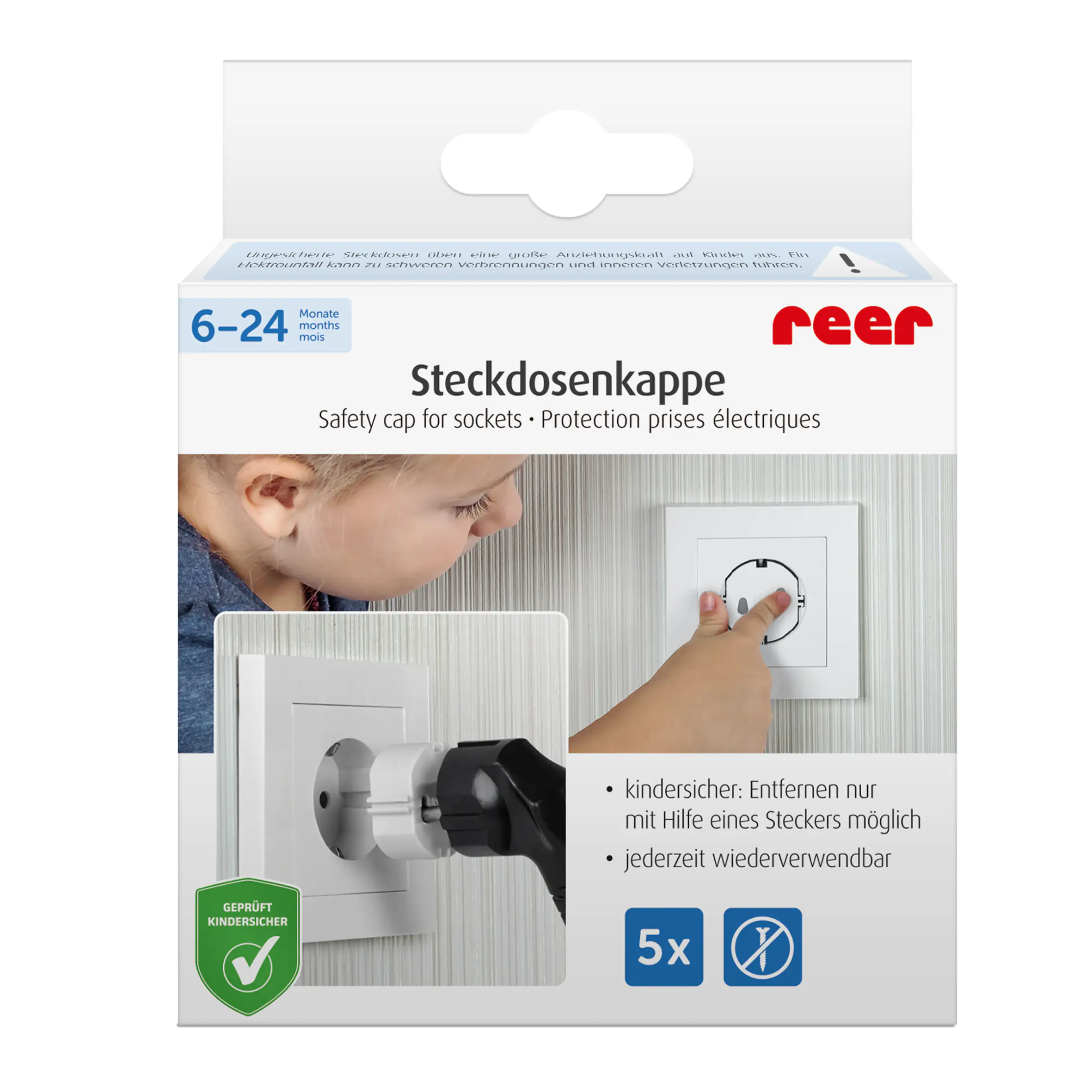reer Steckdosenschutz 5 Stück, weiß, Kindersicherung