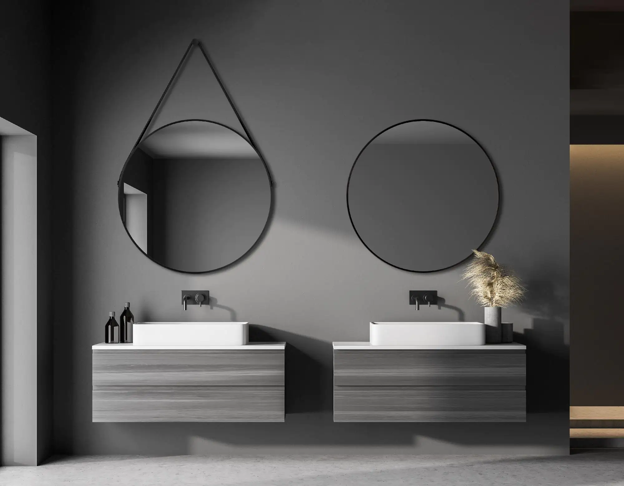 DSK Design Spiegel Silver Coiffeur Ø80 cm, schwarz