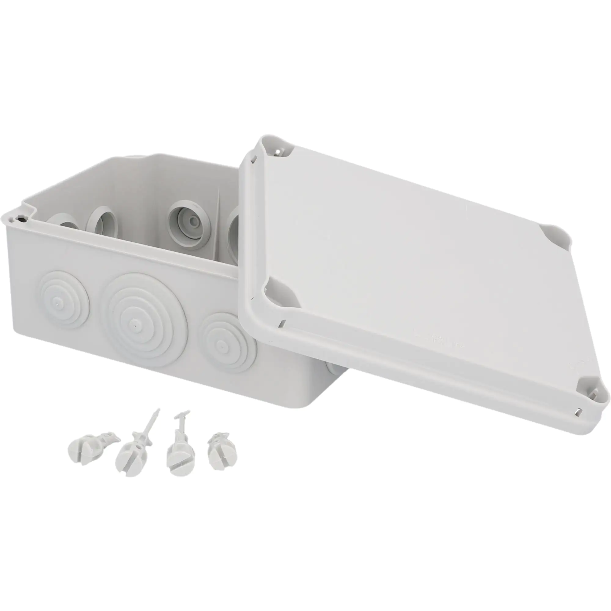 Aufputz- Abzweigdose IP65, mit Schraubdeckel, 175 x 130 x 84 mm, grau