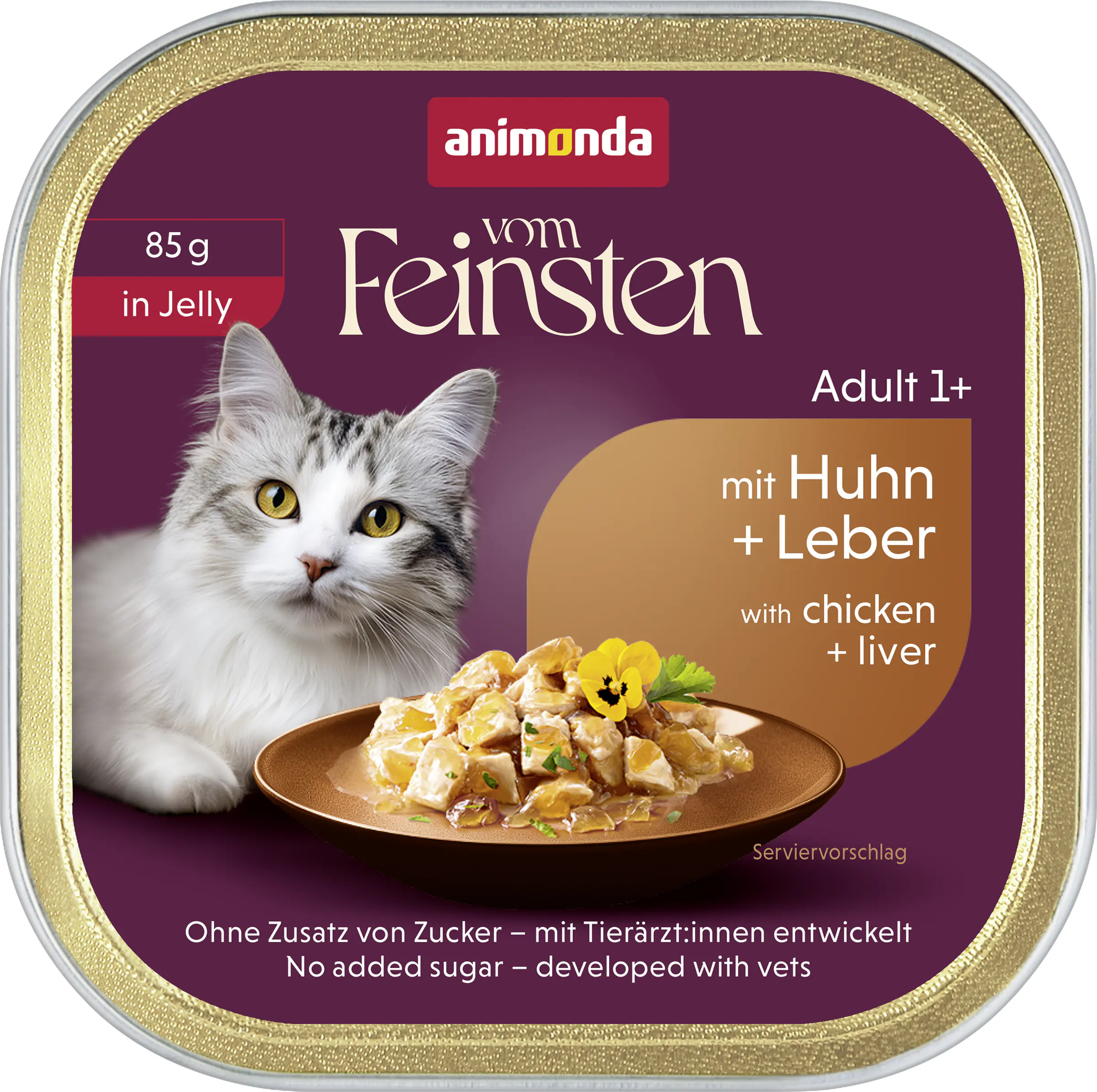 Animonda vom Feinsten Katzennassfutter Adult 85 g Huhn & Leber in Gelee