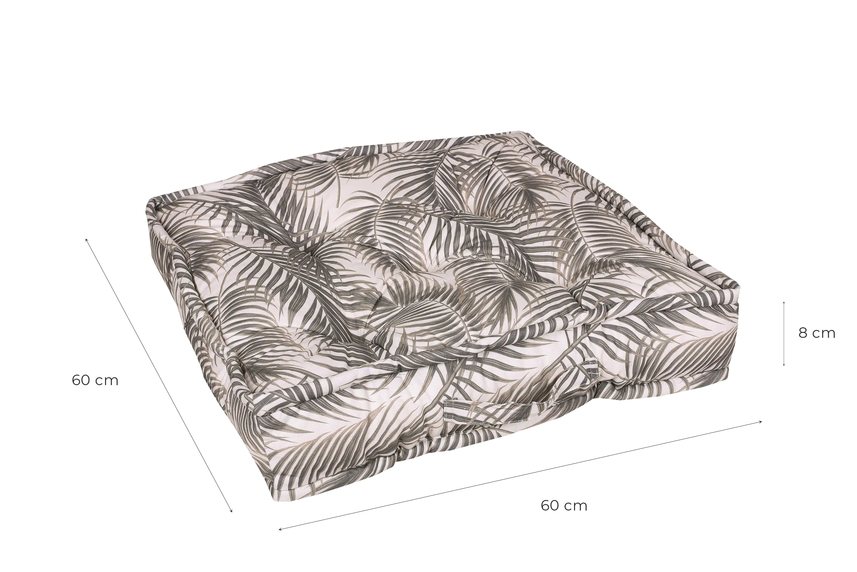 GO-DE Bodenkissen 60 cm x 60 cm x 12 cm Palmy grau