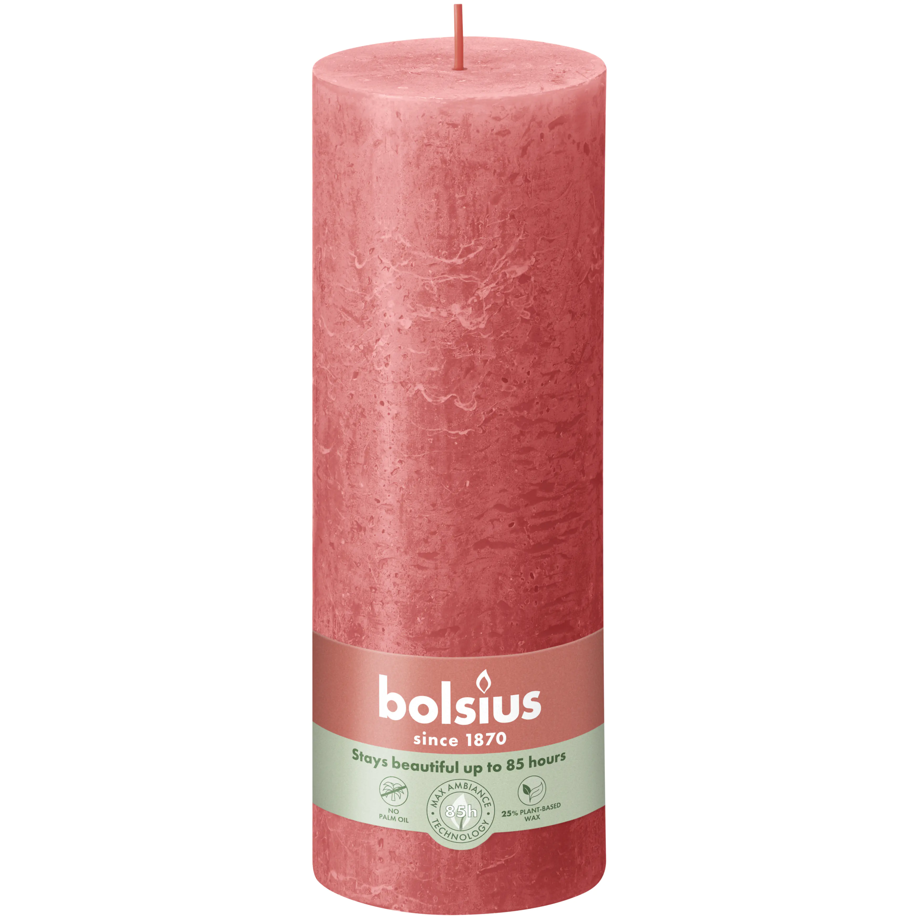 Bolsius Rustik Stumpenkerze rosa blüte, Höhe: 19 cm, Ø 6,8 cm