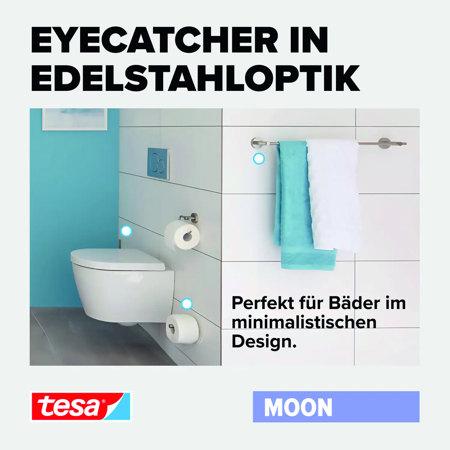 Tesa WC-Bürstenhalter Moon Edelstahloptik zum Kleben