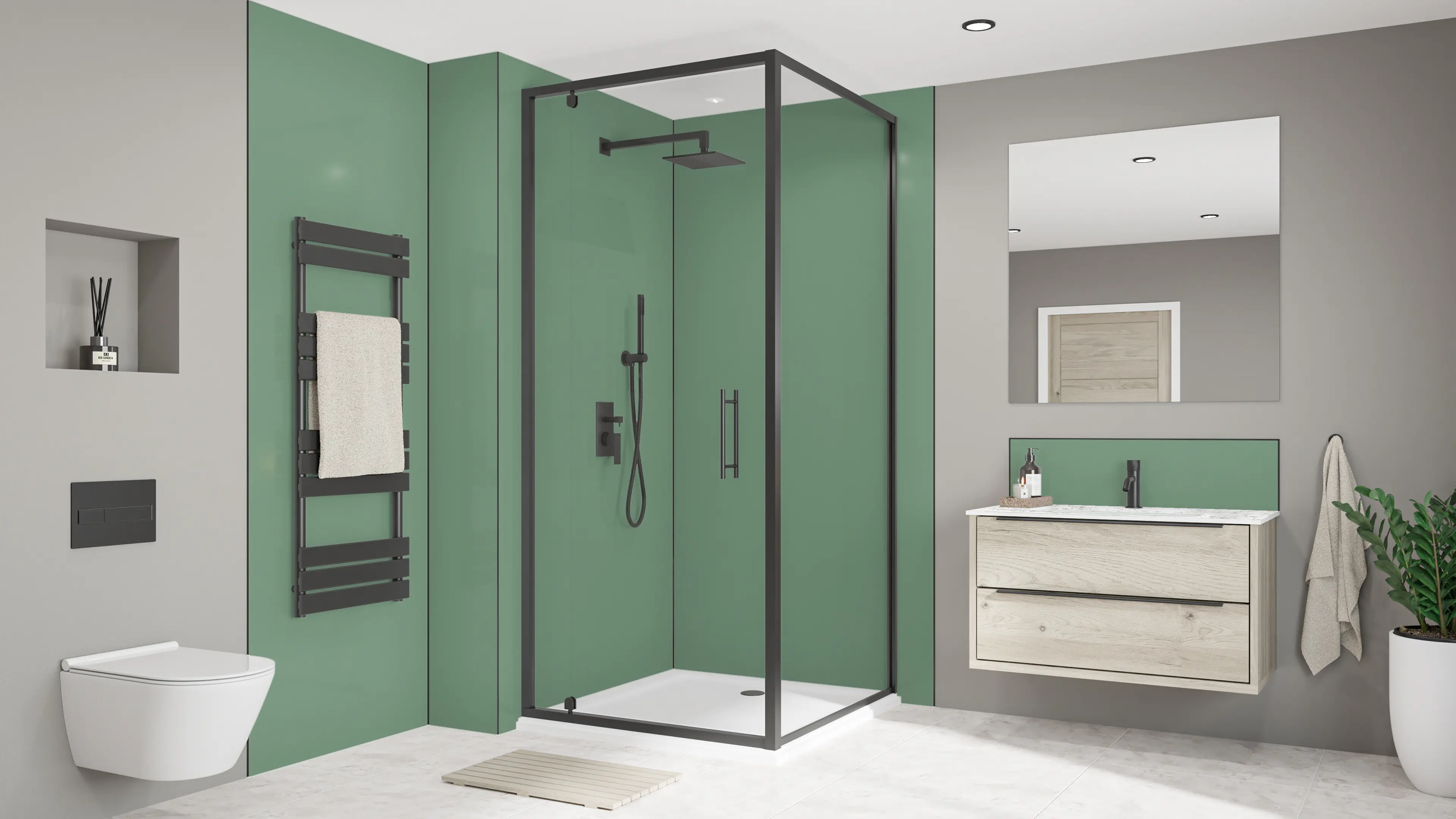 Wetwall Alloy Wandpaneel  Seafoam Green/Battleship Grey 60 x 244 cm