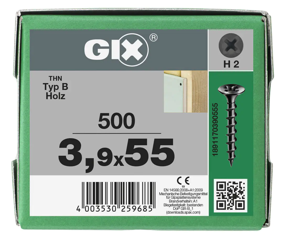 Spax Trockenbauschrauben 3.9 x 55 mm PH 2 Grobgewinde - 500 Stk.
