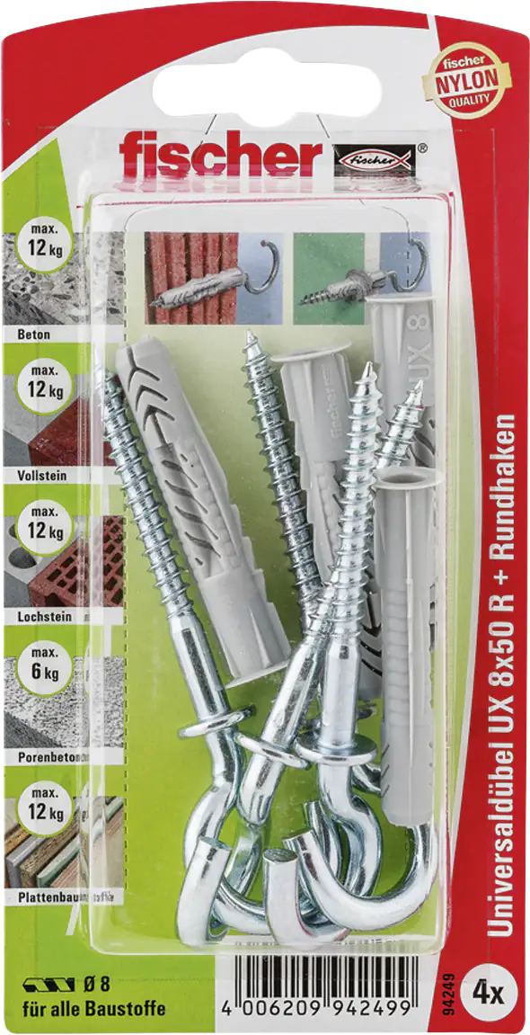 Fischer Universaldübel-Set UX 8.0 x 50 mm - 4 Stück