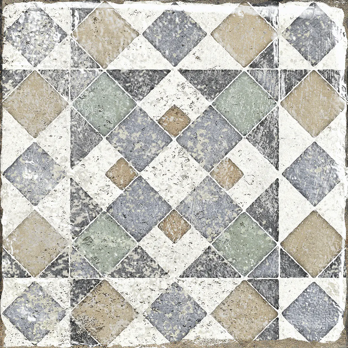 Bodenfliese Feinsteinzeug Marrakesh 20 x 20 cm blau-beige