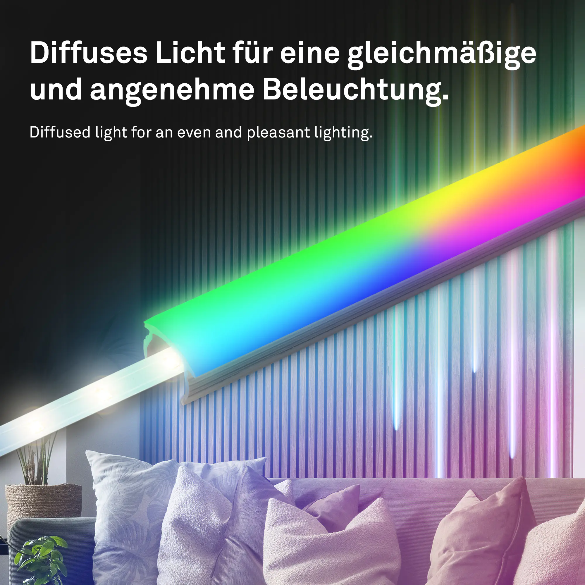 PC Profil Diffusor für Akustikpaneele Kunstoff 130 cm Rauchglas Optik 16-17 mm