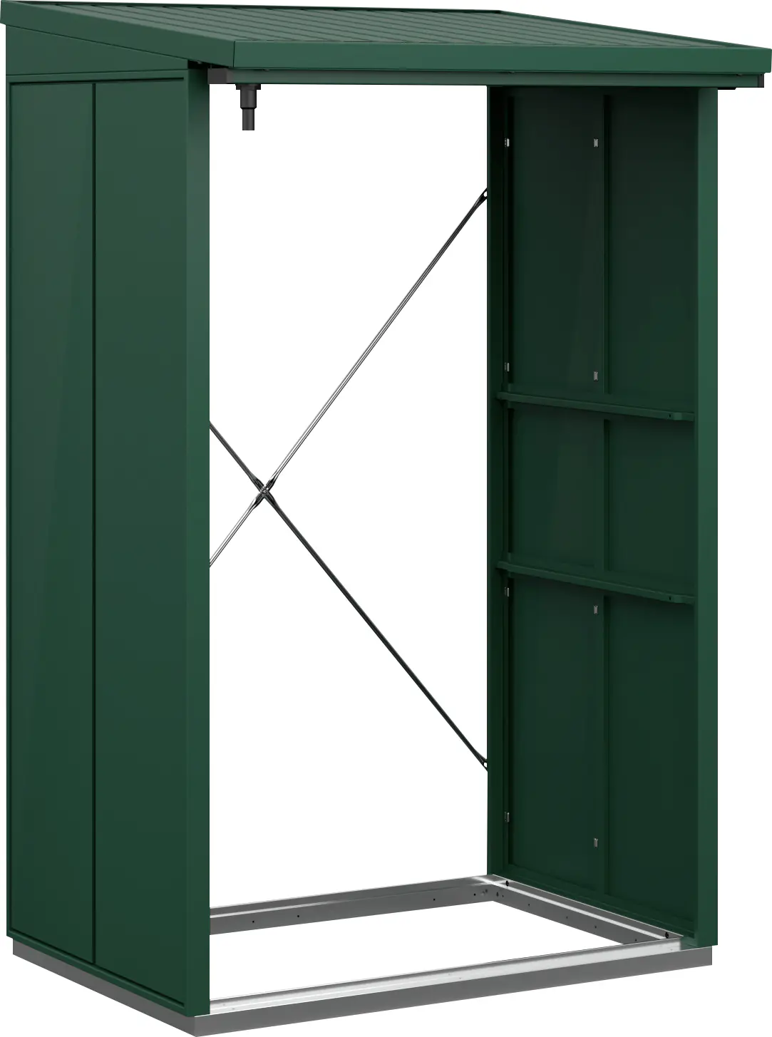 Ecostar Kaminholzregal Elegant-V Typ 1, moosgrün, mit Verstrebung