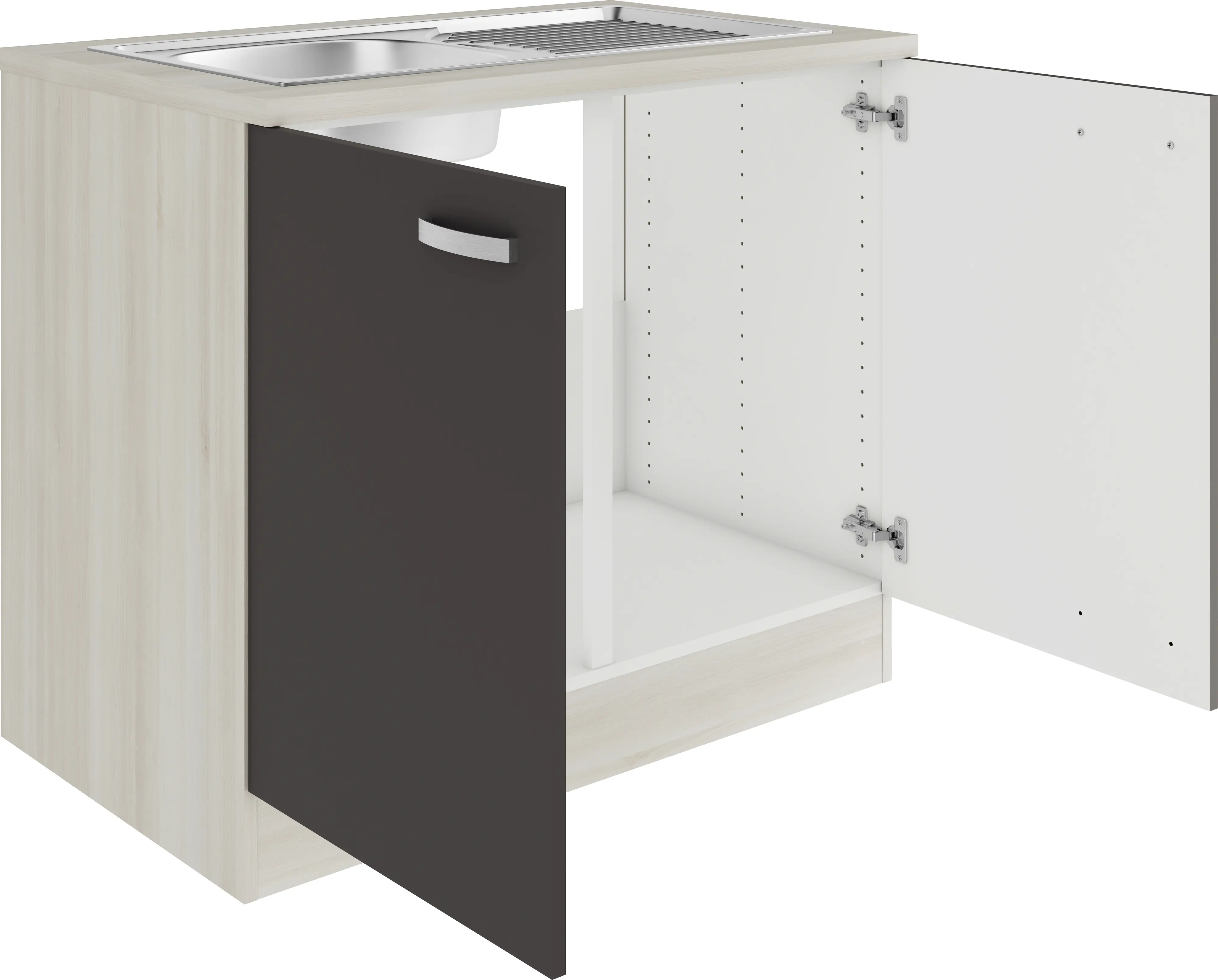 Optifit Spülenunterschrank Faro 220 anthrazit/akazie 100 cm