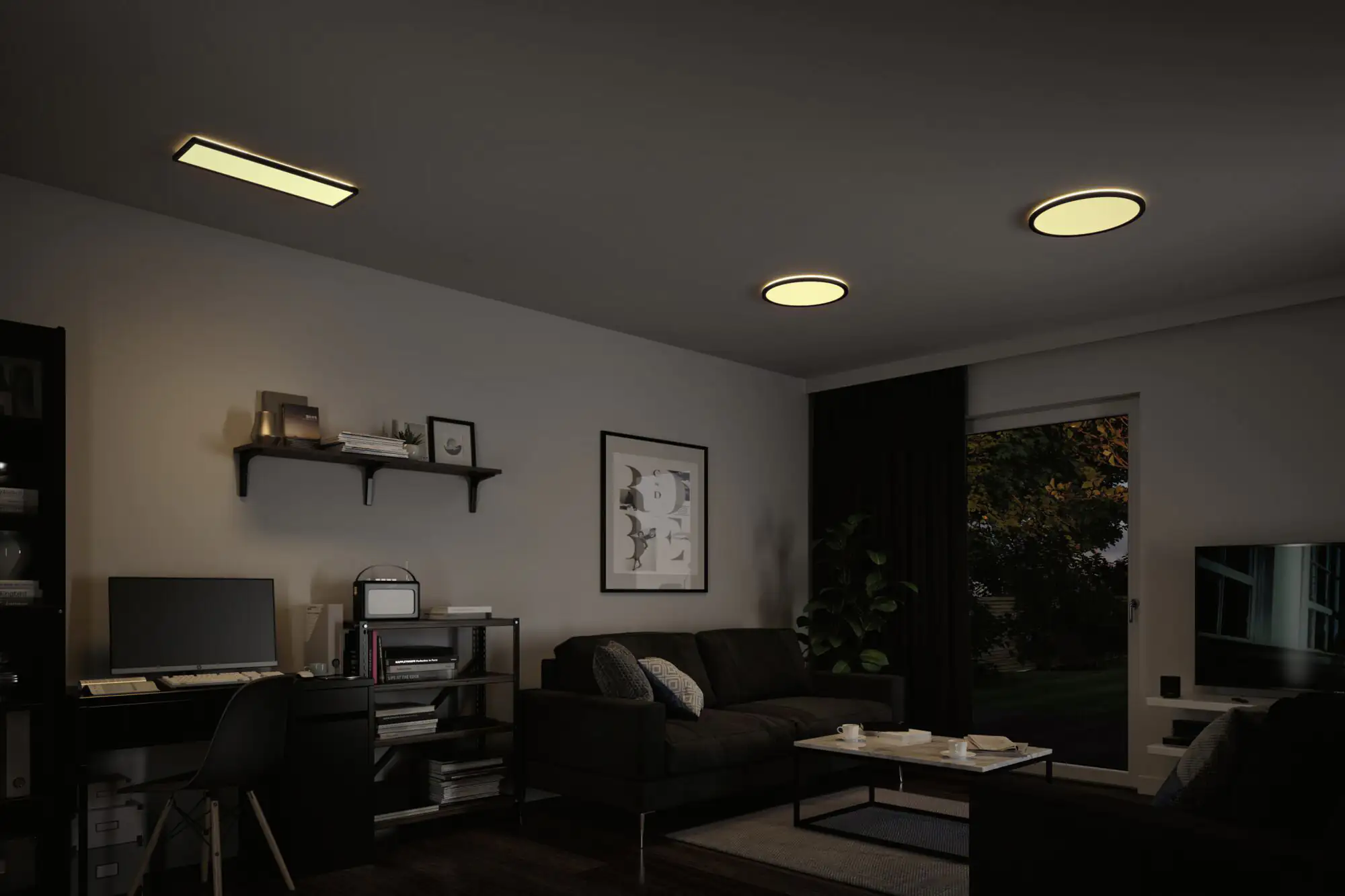 Paulmann LED Panel Atria Shine schwarz 58 x 20 cm warmweiß dimmbar