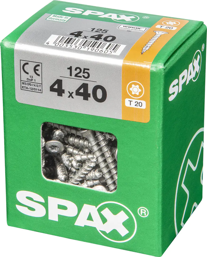 Spax Universalschrauben 4.0 x 40 mm TX 20 Linsenkopf - 125 Stk.