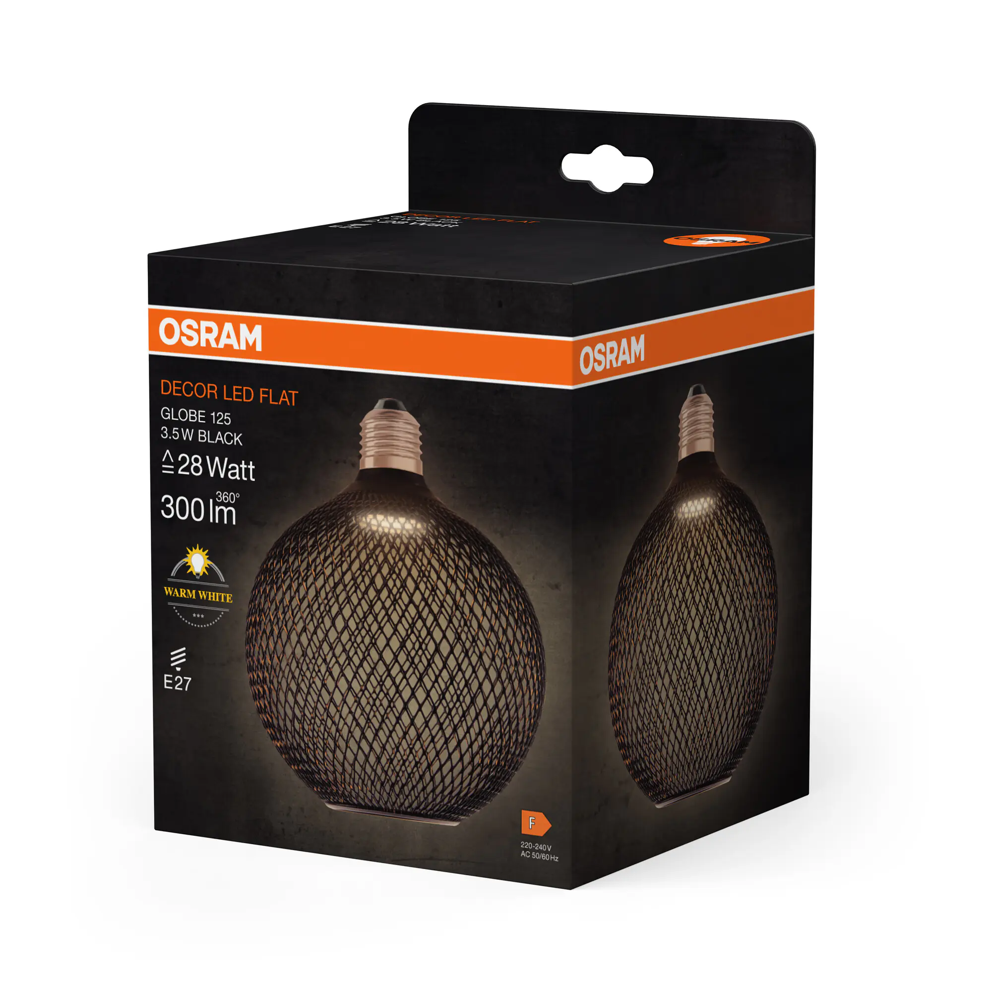 Osram LED Leuchtmittel Decor Flat Globe 125 schwarz 3,5W 827 matt E27 Non-DIM