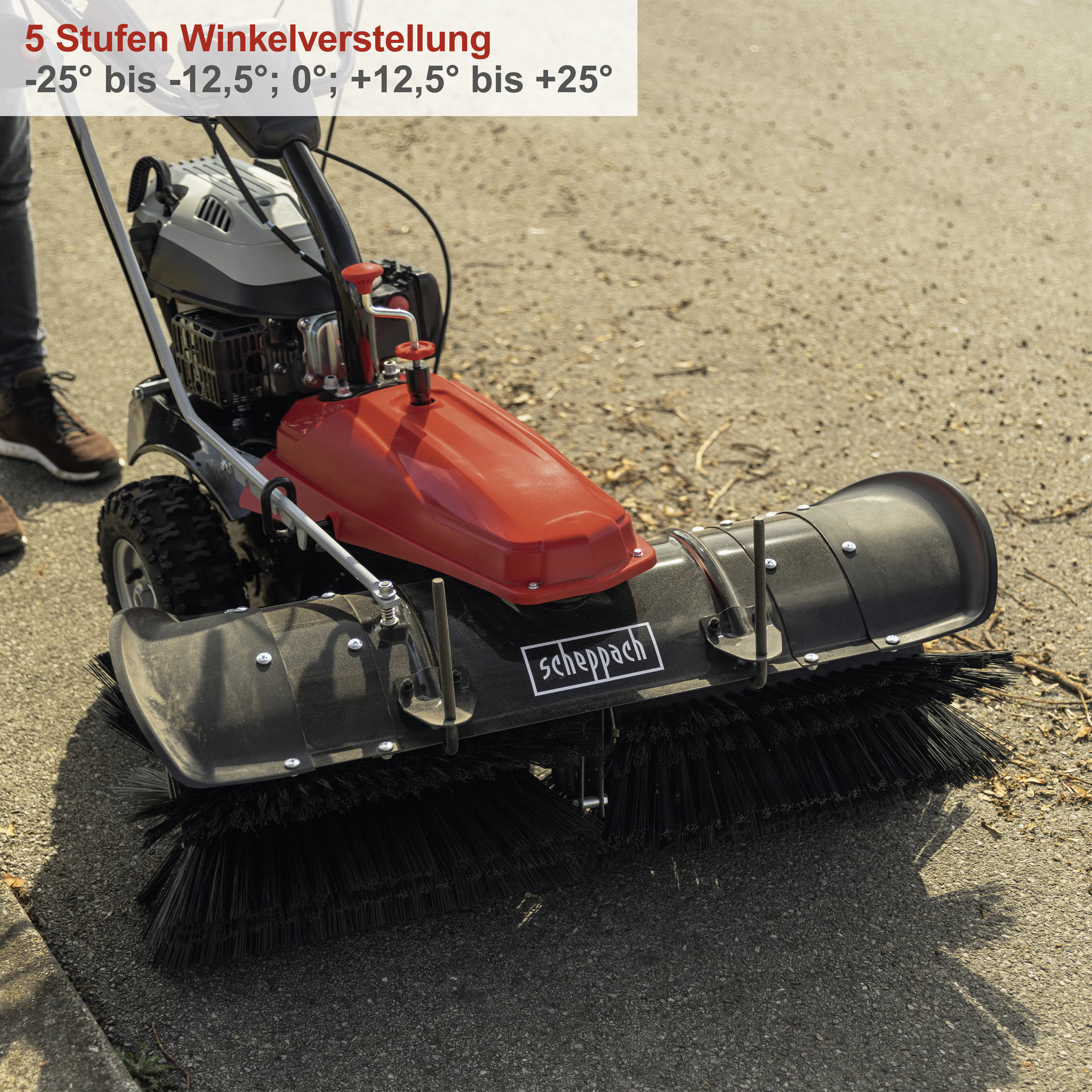 Scheppach Benzin-Kehrmaschine SC2200PE 100 cm Arbeitsbreite inkl. Schneeschild & Auffangbehälter