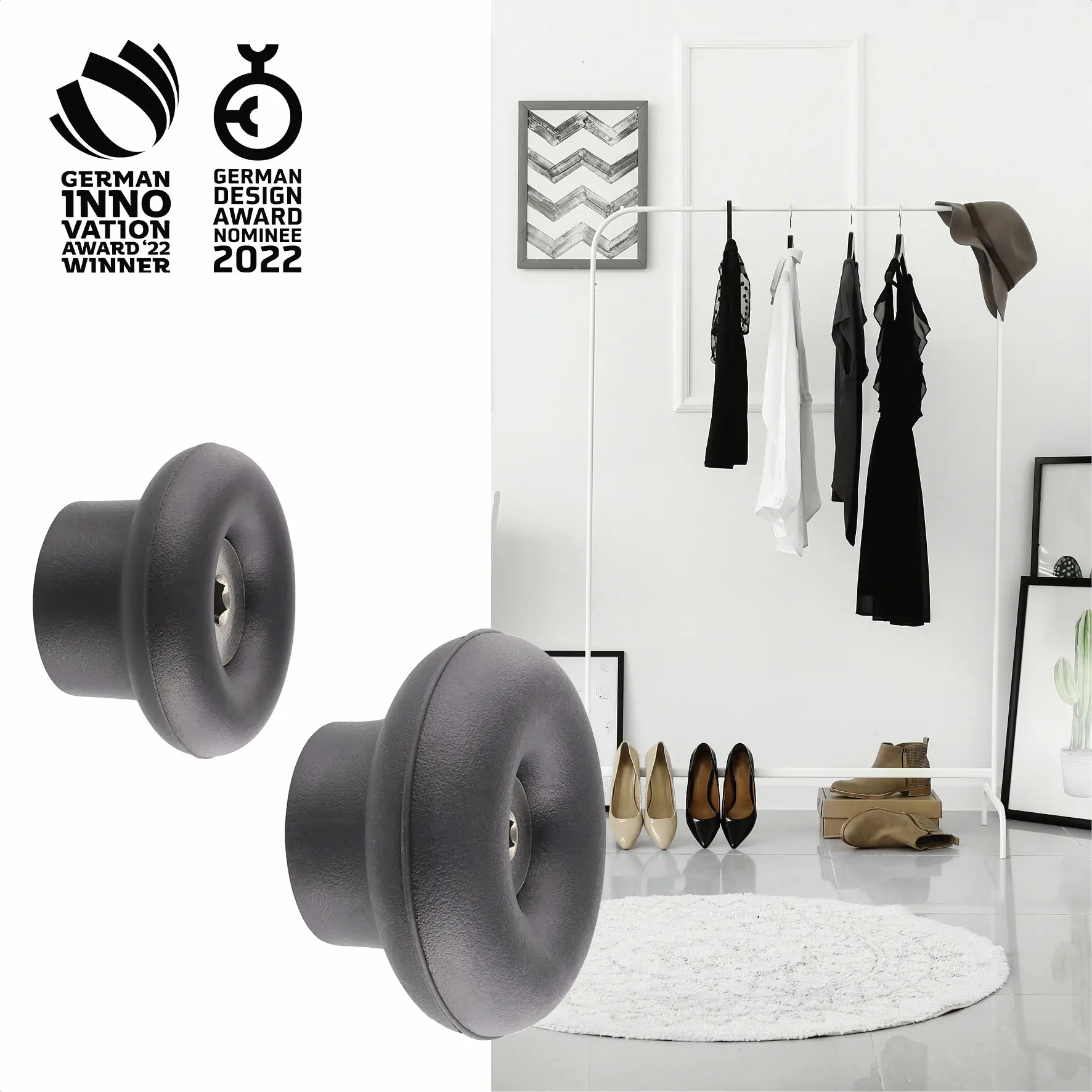 Wagner Wandhaken-Set hooks4home Dot Tragkraft bis 2 kg Kunststoff schwarz 4 Stück