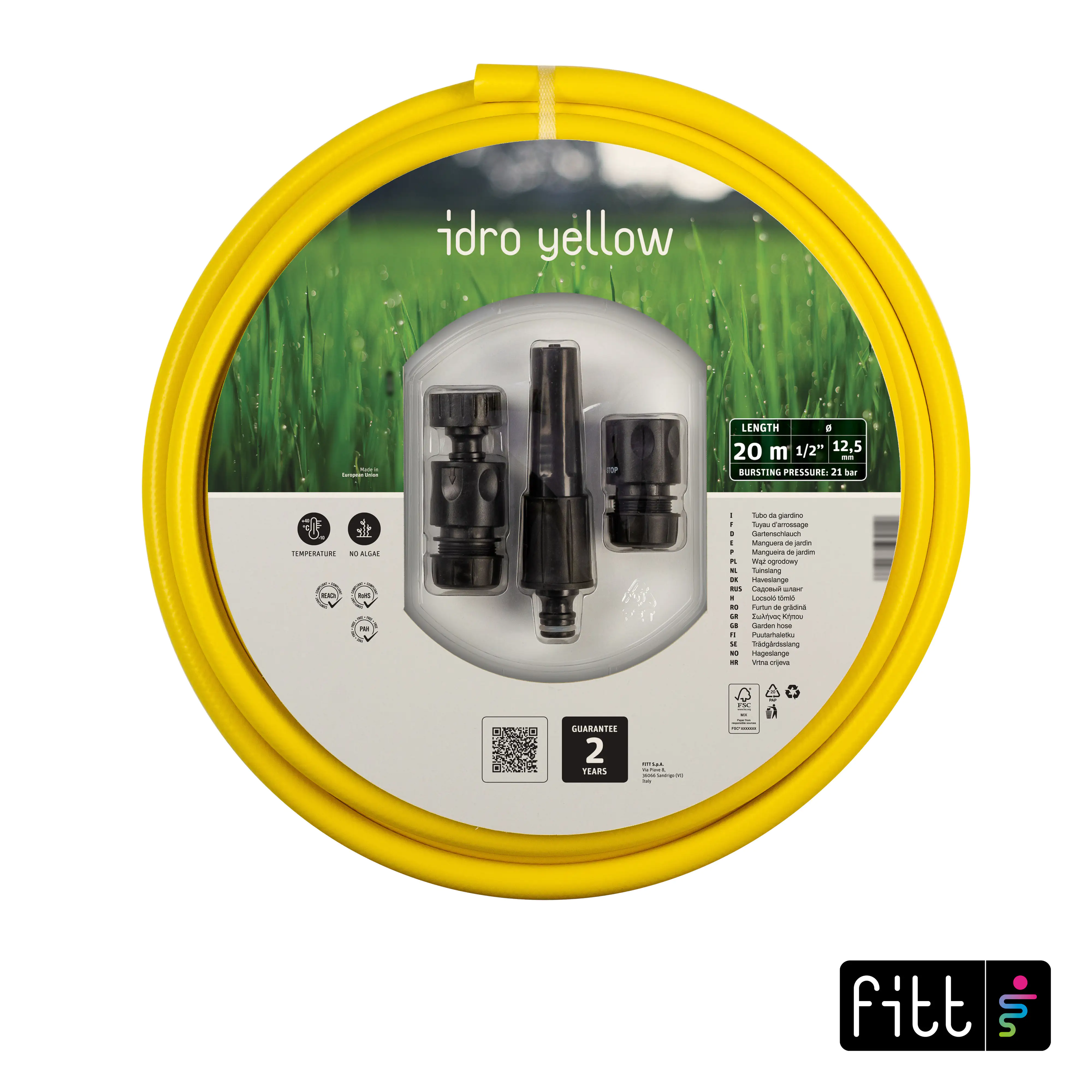 Fitt Gartenschlauch Idro Yellow 1/2" 20 m mit Armatur
