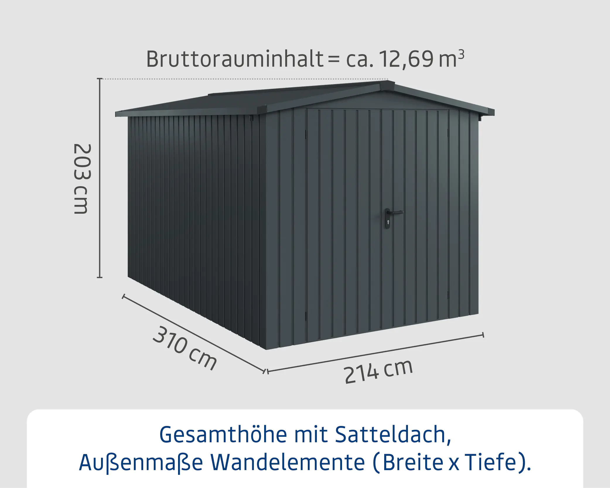 EcoStar Metallgerätehaus Euroline ESD7 anthrazit 214 x 310 cm 2-flg.