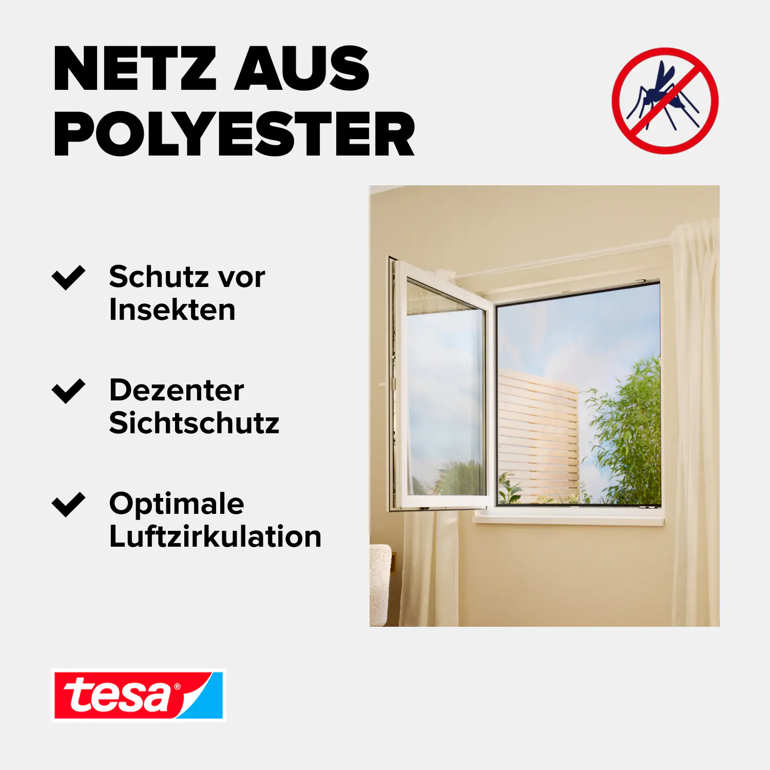 tesa Fliegengitter 100 x 100 cm weiß individuell kürzbar