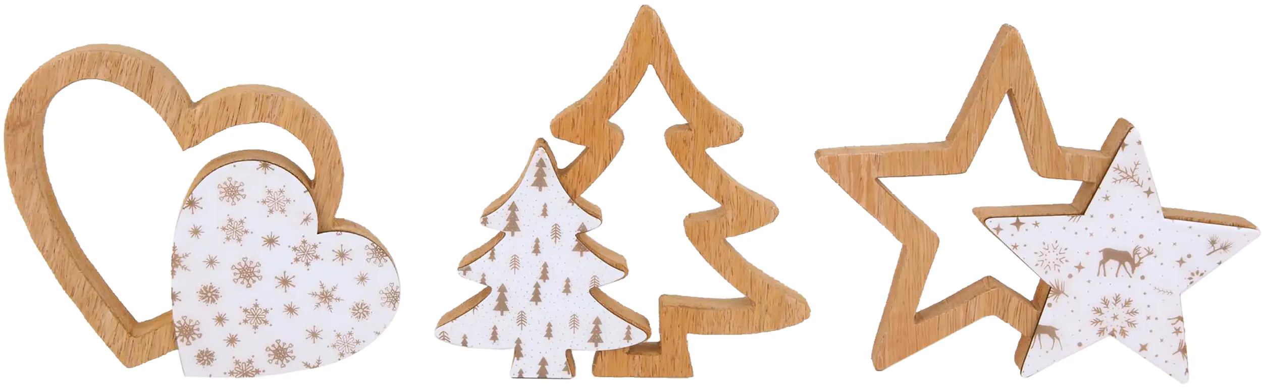 TrendLine Deko Aufsteller Weihnachten Holz natur weiß