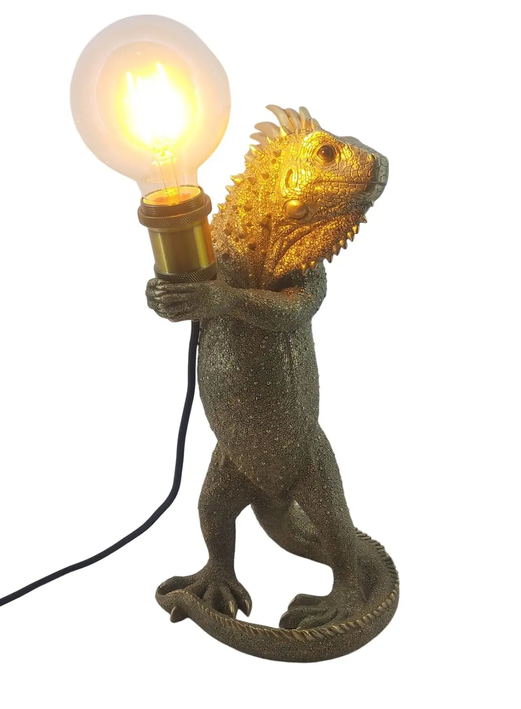 Dekofigur Chamäleon Lampe 41 x 17 cm gold
