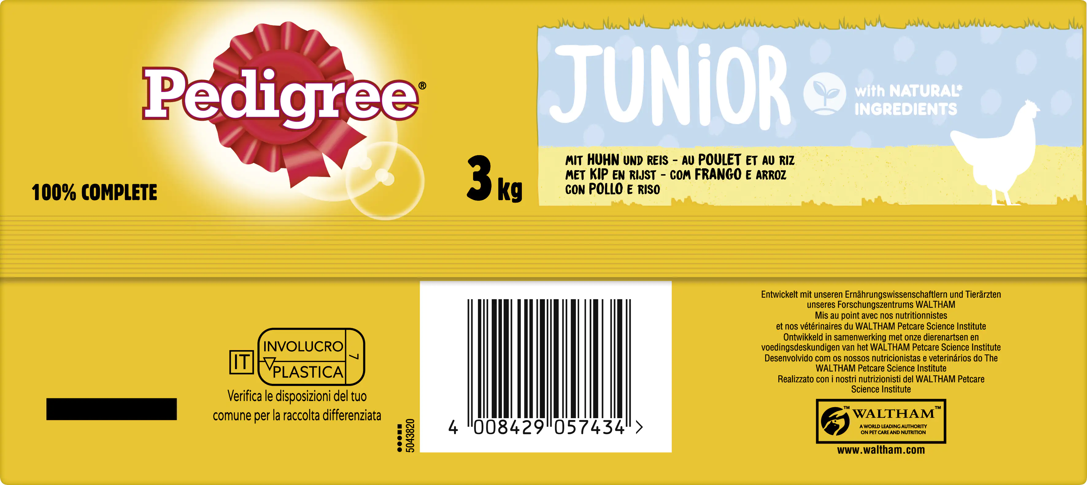 Pedigree Vital Protection Hundetrockenfutter Junior Medium 3 kg Huhn & Reis