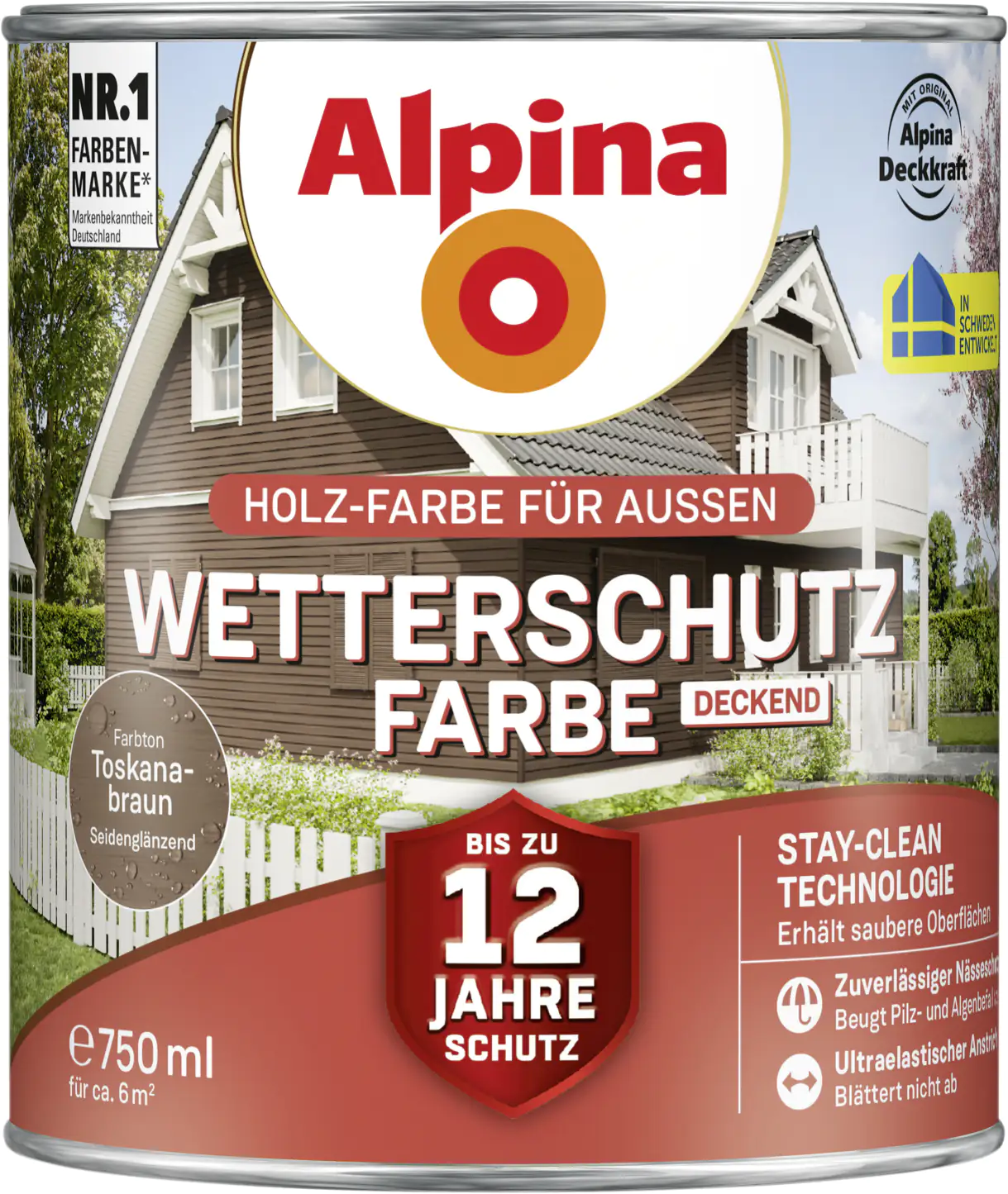 Alpina Wetterschutzfarbe 0,75 L toskanabraun