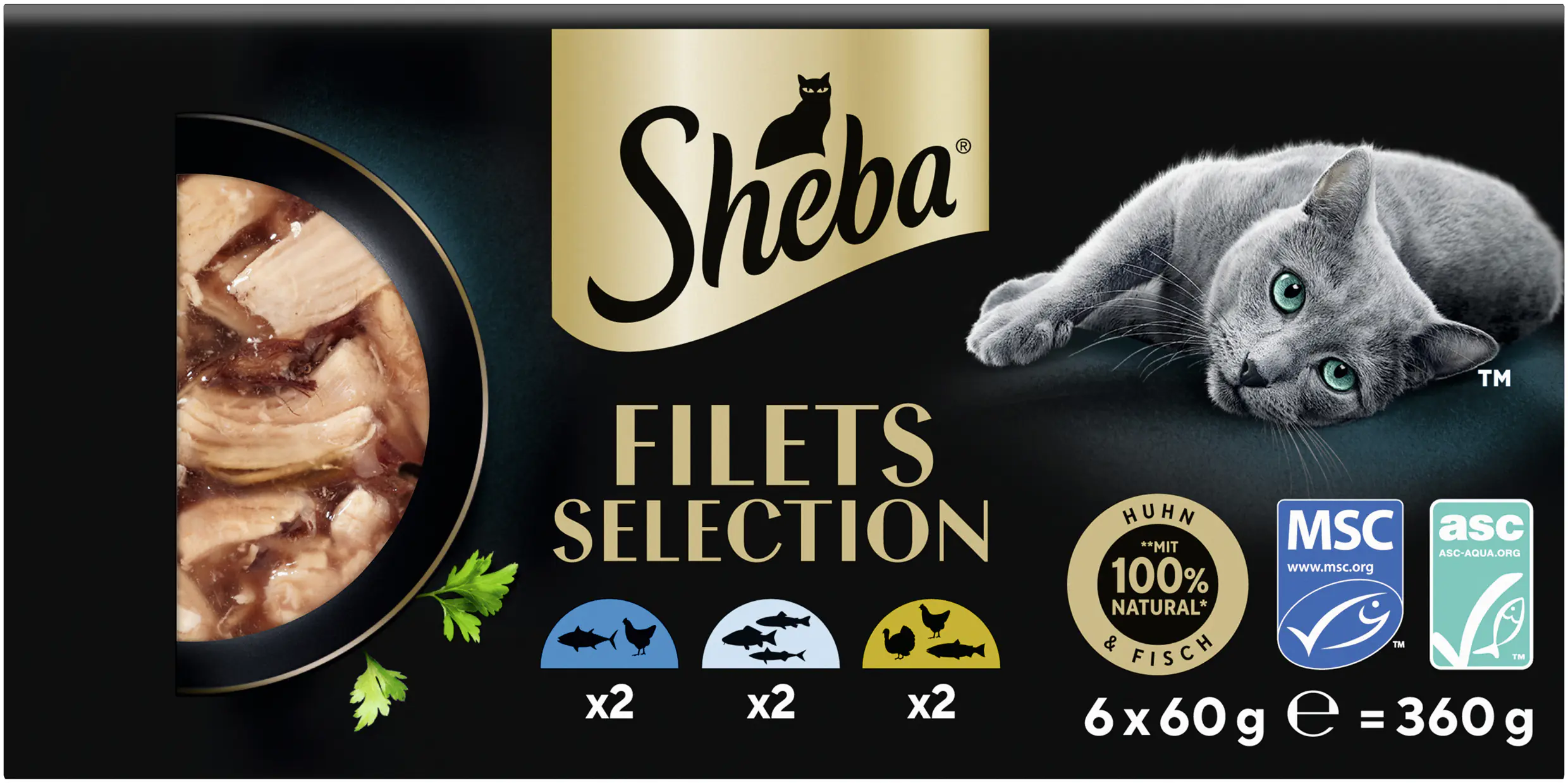 Sheba Katzennassfutter Filets MP Adult 6 x 60 g verschiedene Sorten