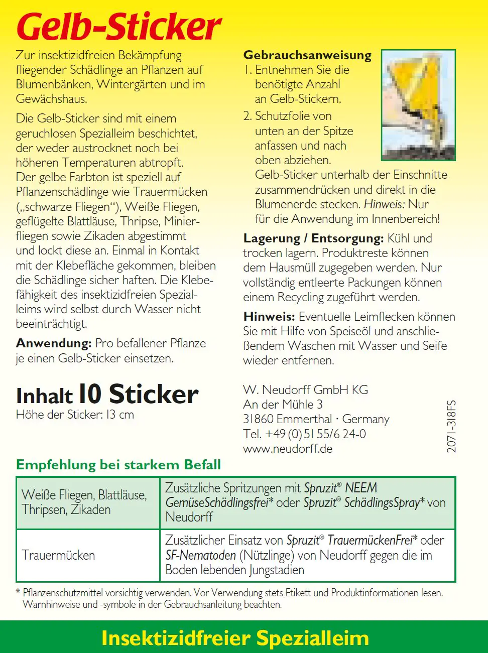Neudorff Gelbsticker 10 Stück